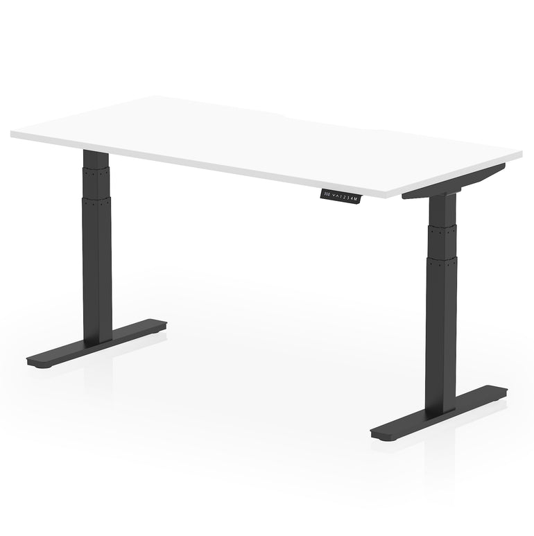 Air Scalloped Edge Height Adjustable Office Desk, 1200–1600mm, Multiple Wood Colours & Frame Options, Self-Assembly, 10yr Warranty, Durable MFC
