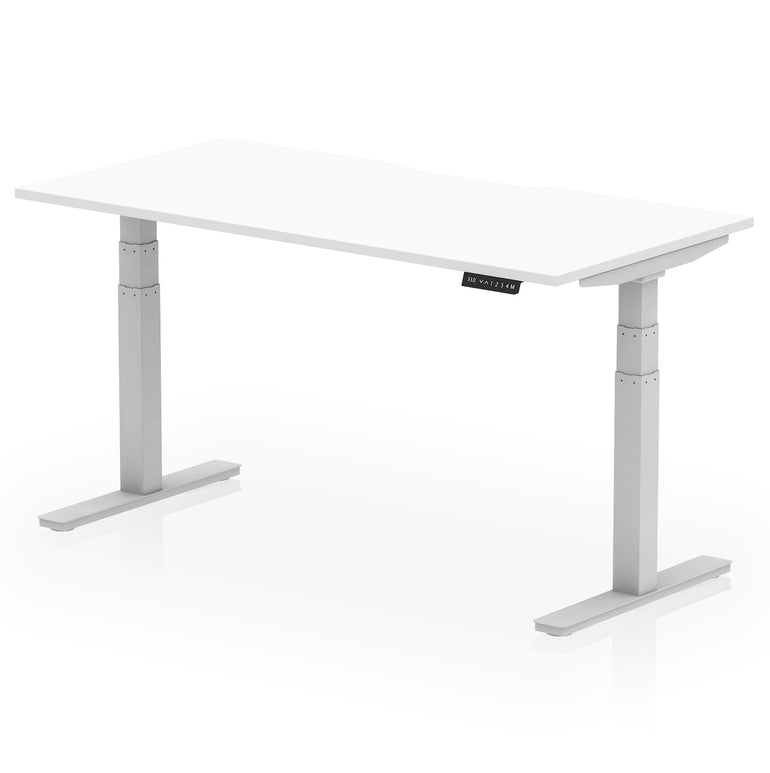 Air Scalloped Edge Height Adjustable Office Desk, 1200–1600mm, Multiple Wood Colours & Frame Options, Self-Assembly, 10yr Warranty, Durable MFC