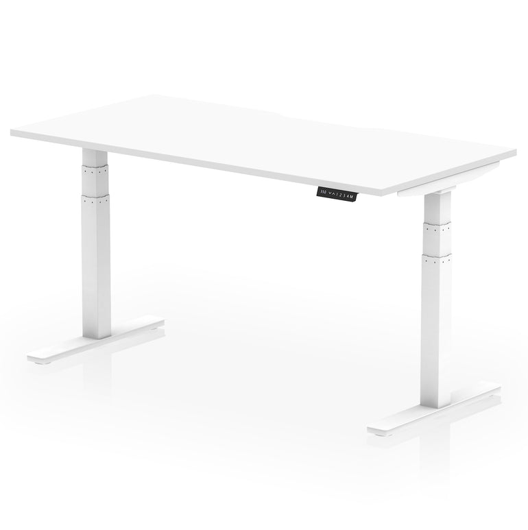 Air Scalloped Edge Height Adjustable Office Desk, 1200–1600mm, Multiple Wood Colours & Frame Options, Self-Assembly, 10yr Warranty, Durable MFC