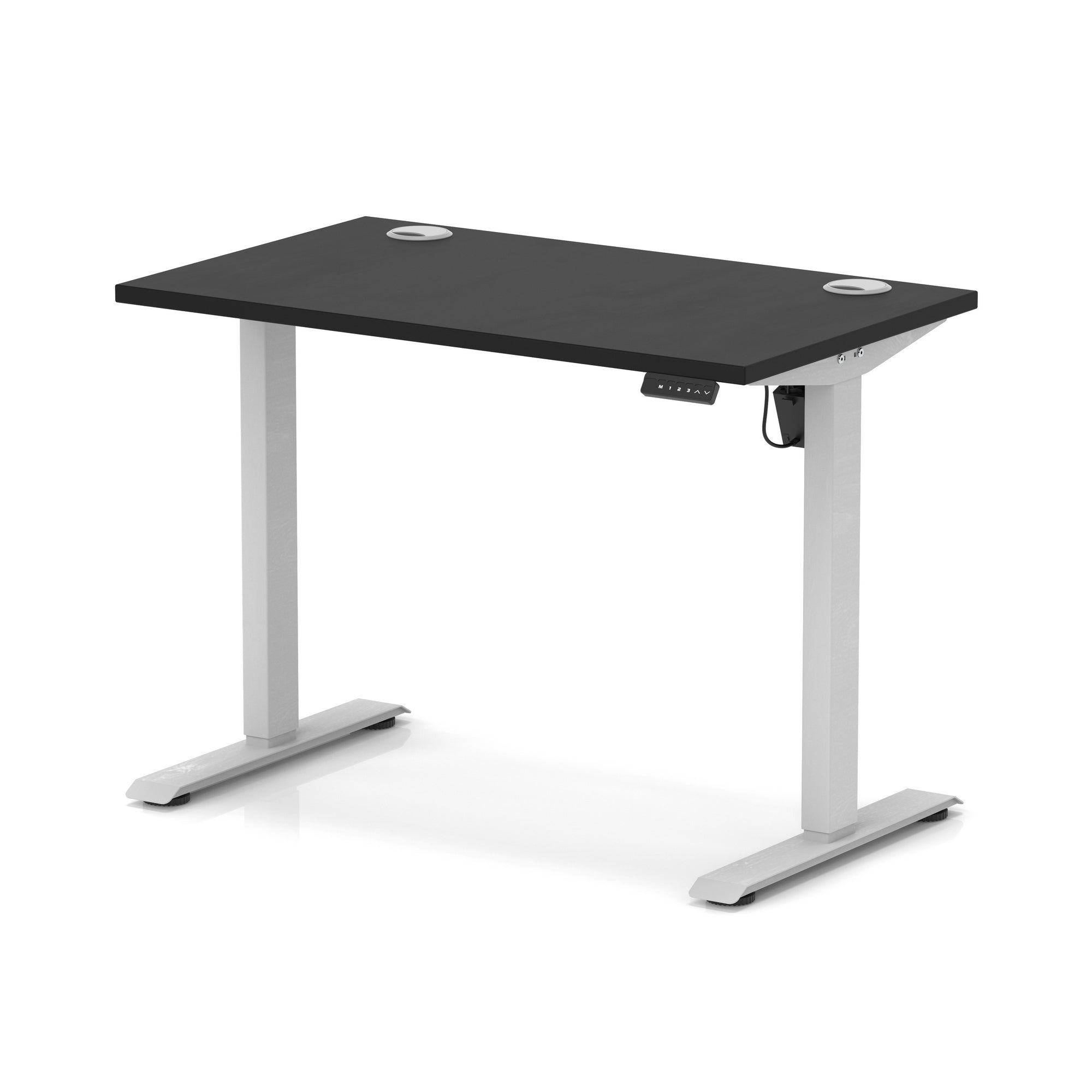 Air Lite Height Adjustable Slimline Desk with Cable Ports, 1000–1600mm, Multiple Top & Leg Colours, Durable MFC, 5 Year Warranty – Office Computer Table