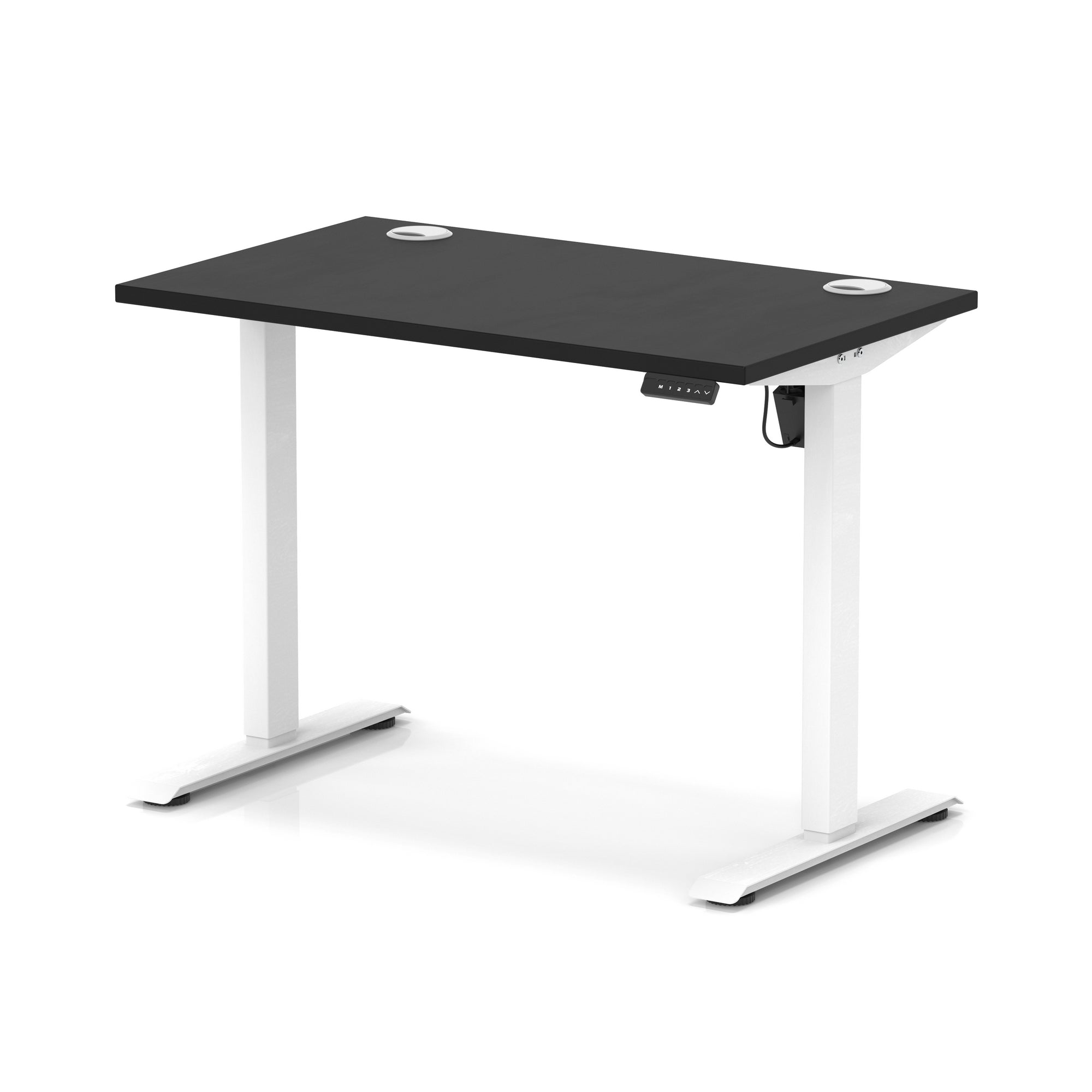 Air Lite Height Adjustable Slimline Desk with Cable Ports, 1000–1600mm, Multiple Top & Leg Colours, Durable MFC, 5 Year Warranty – Office Computer Table