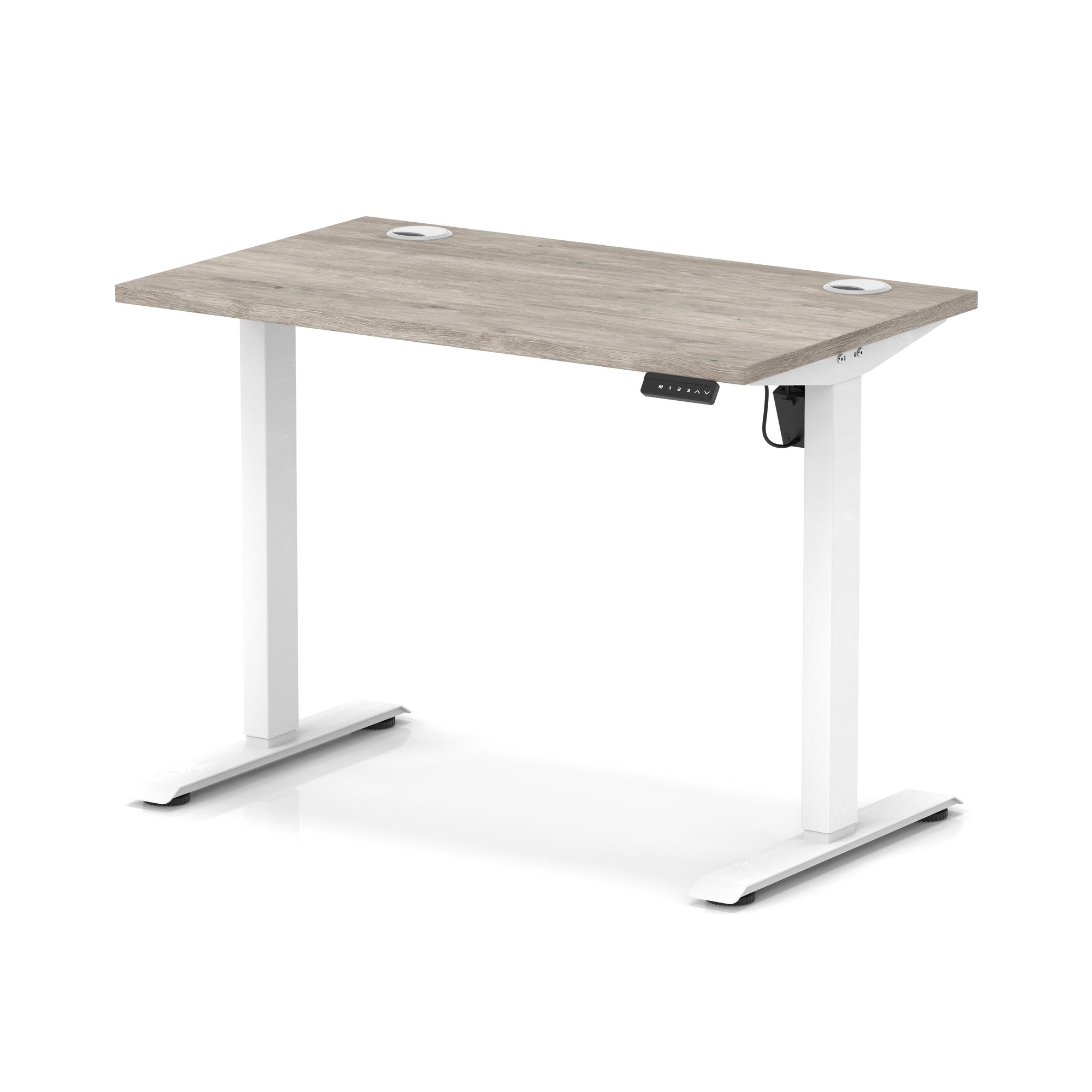 Air Lite Height Adjustable Slimline Desk with Cable Ports, 1000–1600mm, Multiple Top & Leg Colours, Durable MFC, 5 Year Warranty – Office Computer Table