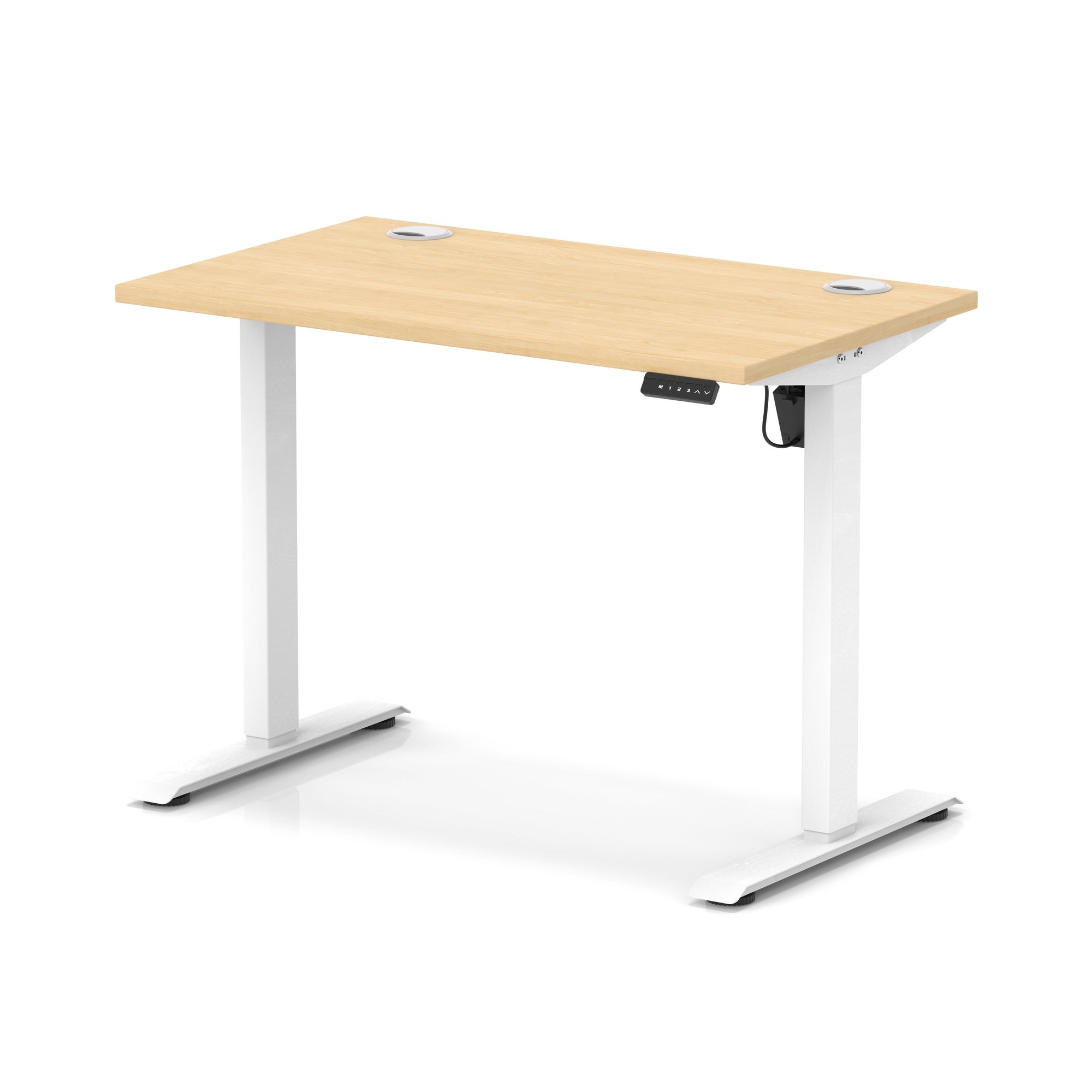 Air Lite Height Adjustable Slimline Desk with Cable Ports, 1000–1600mm, Multiple Top & Leg Colours, Durable MFC, 5 Year Warranty – Office Computer Table