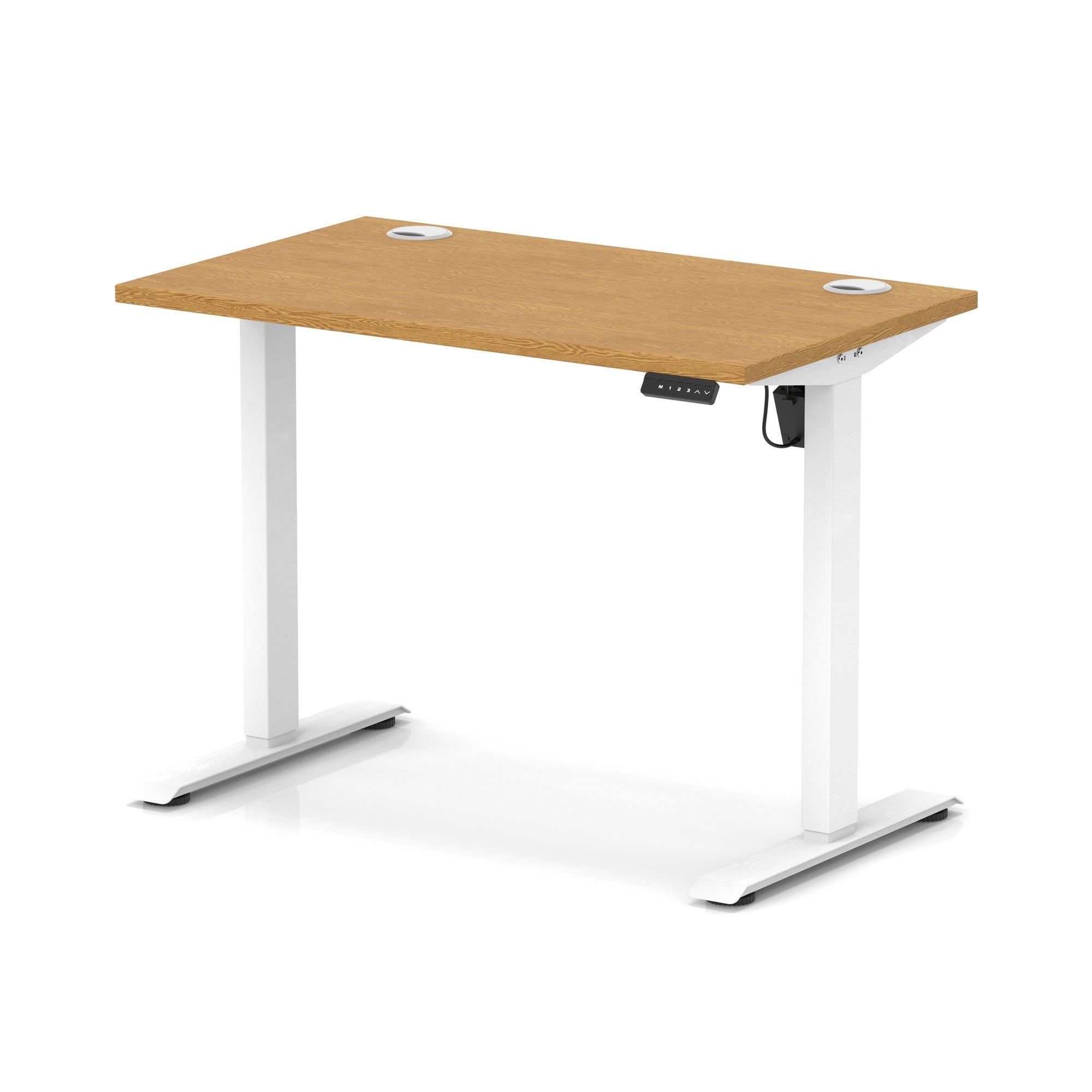 Air Lite Height Adjustable Slimline Desk with Cable Ports, 1000–1600mm, Multiple Top & Leg Colours, Durable MFC, 5 Year Warranty – Office Computer Table
