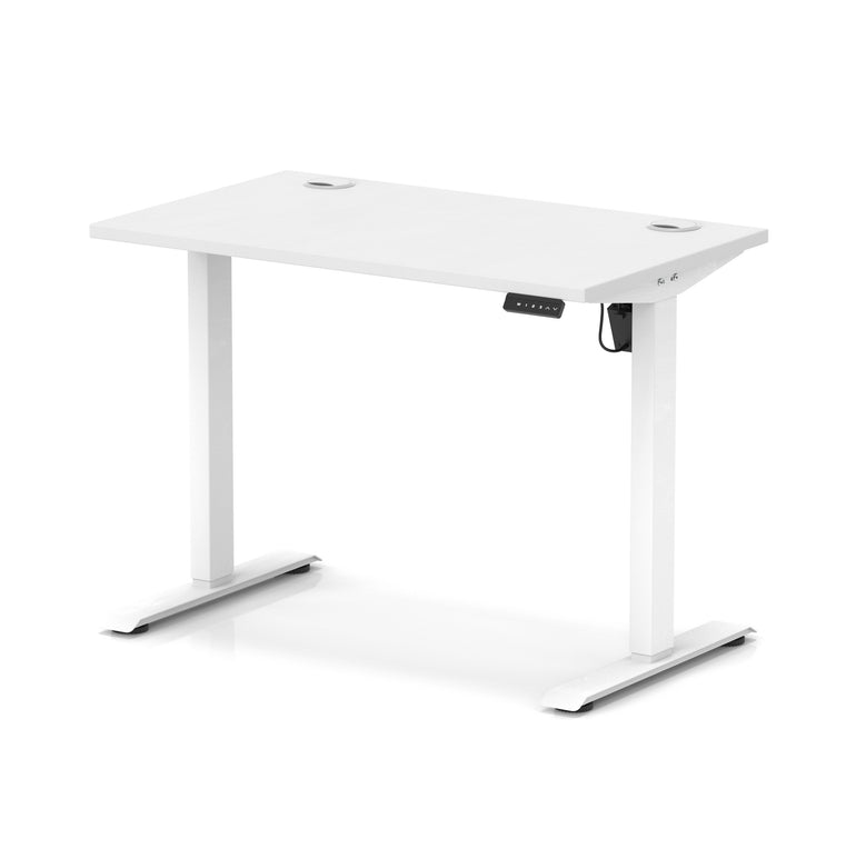 Air Lite Height Adjustable Slimline Desk with Cable Ports, 1000–1600mm, Multiple Top & Leg Colours, Durable MFC, 5 Year Warranty – Office Computer Table