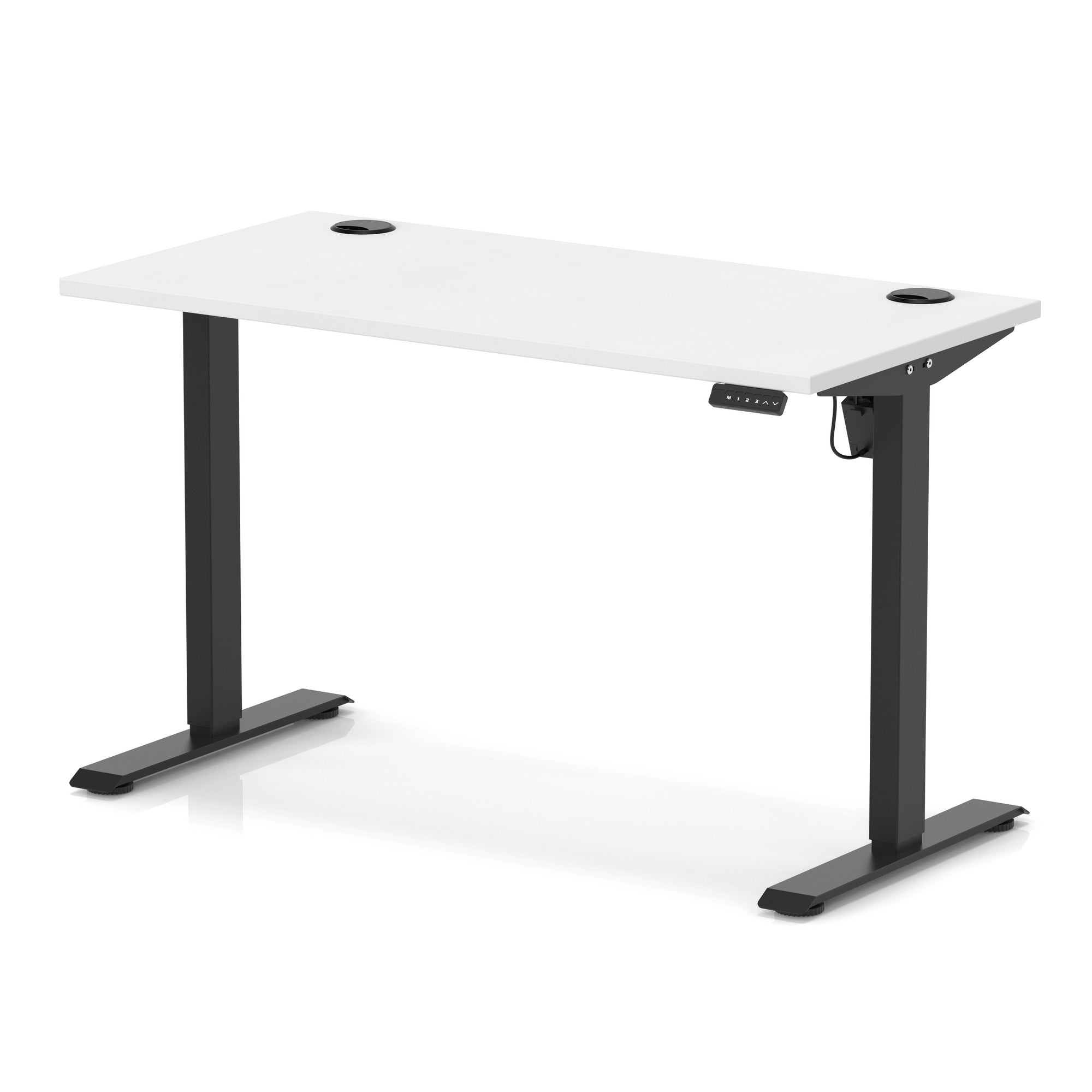 Air Lite Height Adjustable Slimline Desk with Cable Ports, 1000–1600mm, Multiple Top & Leg Colours, Durable MFC, 5 Year Warranty – Office Computer Table
