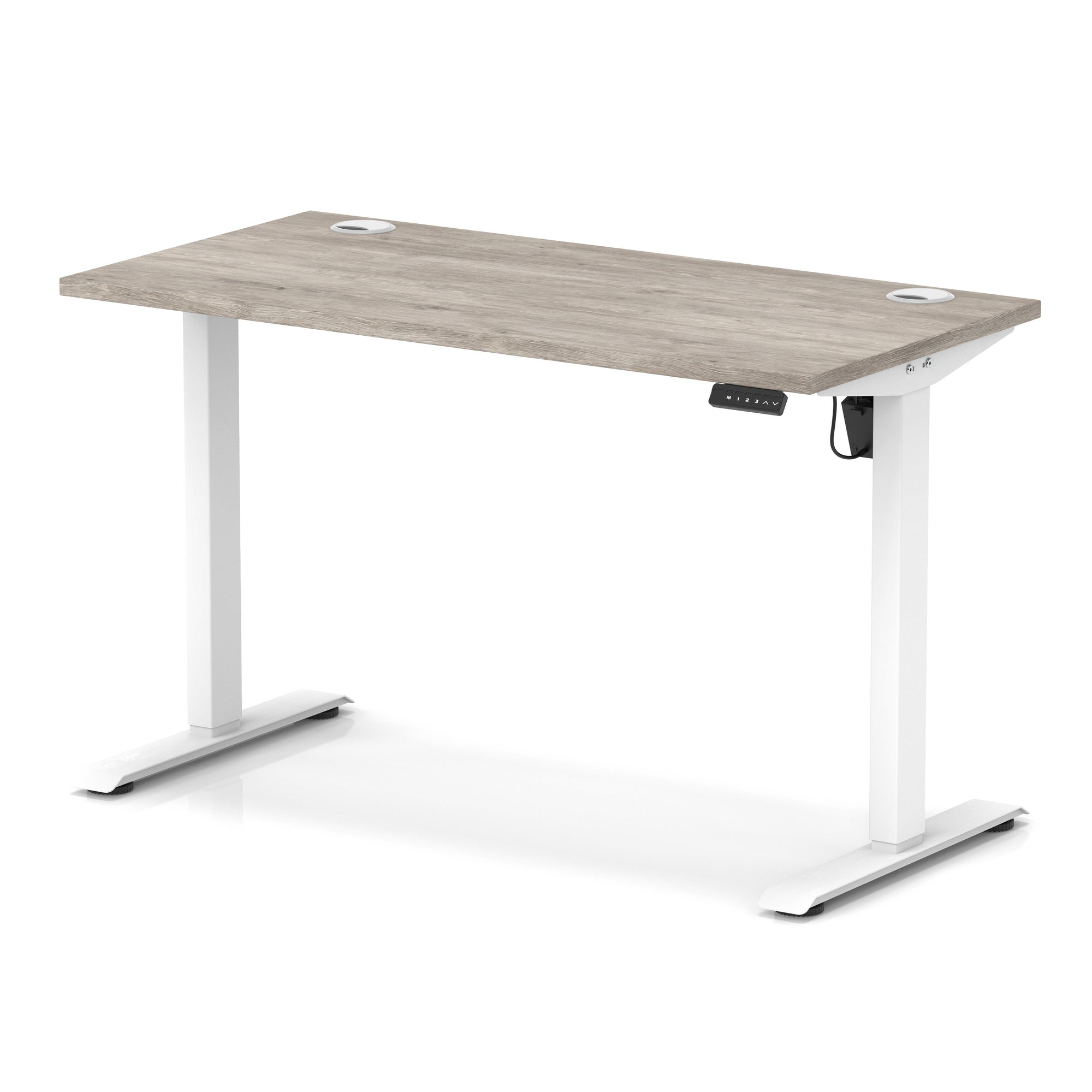 Air Lite Height Adjustable Slimline Desk with Cable Ports, 1000–1600mm, Multiple Top & Leg Colours, Durable MFC, 5 Year Warranty – Office Computer Table