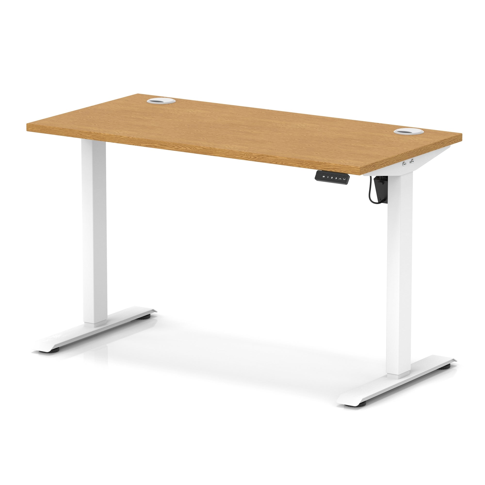 Air Lite Height Adjustable Slimline Desk with Cable Ports, 1000–1600mm, Multiple Top & Leg Colours, Durable MFC, 5 Year Warranty – Office Computer Table