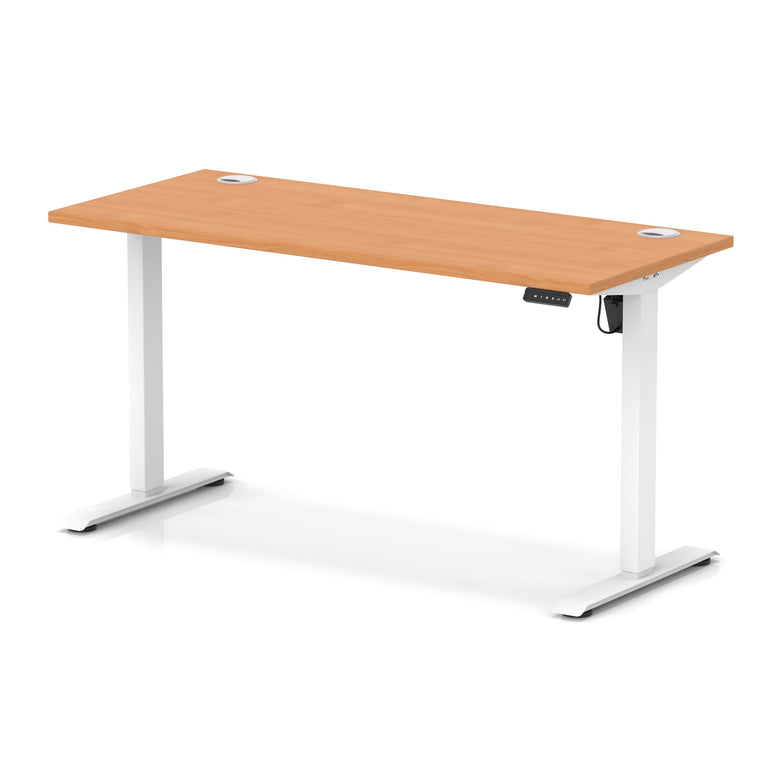 Air Lite Height Adjustable Slimline Desk with Cable Ports, 1000–1600mm, Multiple Top & Leg Colours, Durable MFC, 5 Year Warranty – Office Computer Table