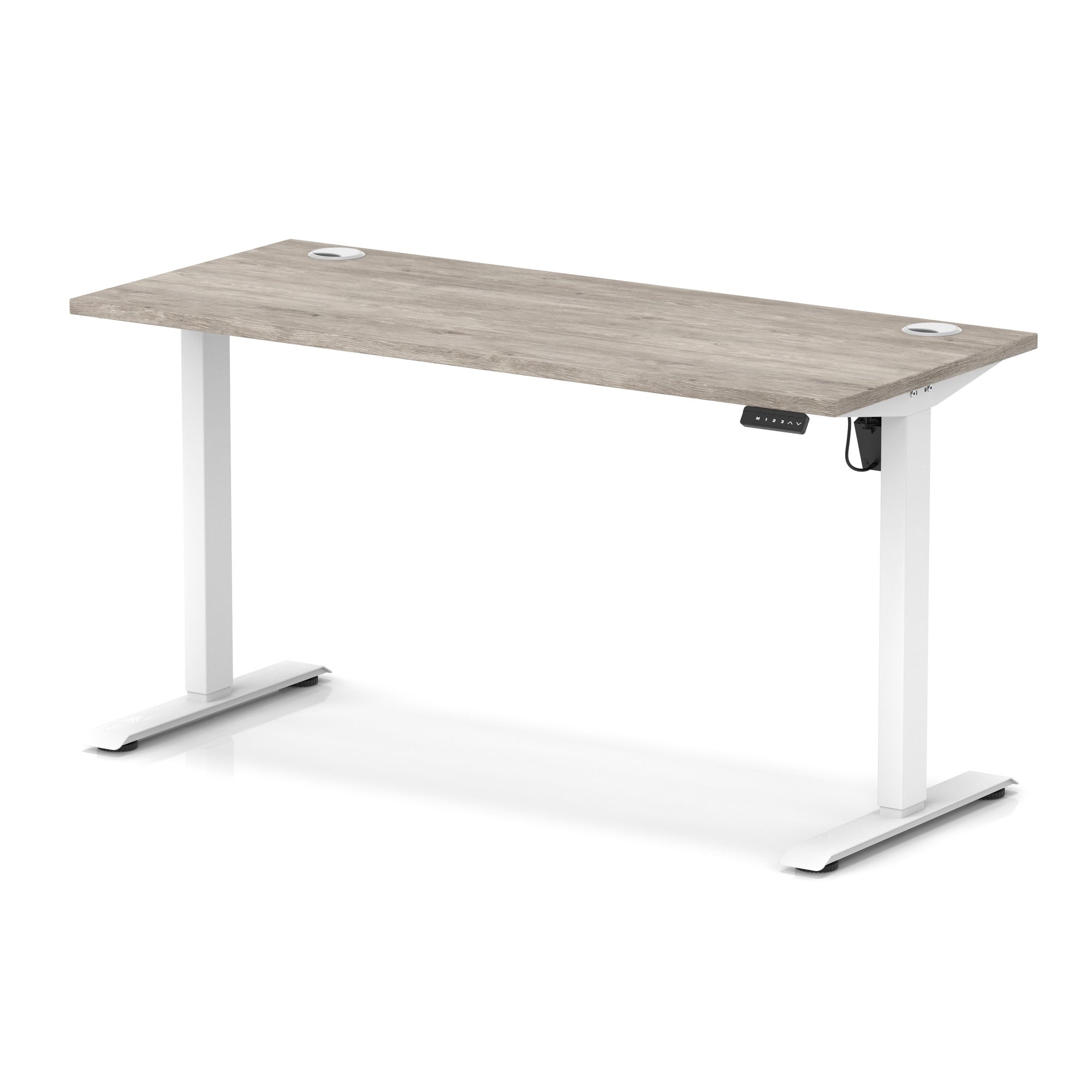 Air Lite Height Adjustable Slimline Desk with Cable Ports, 1000–1600mm, Multiple Top & Leg Colours, Durable MFC, 5 Year Warranty – Office Computer Table