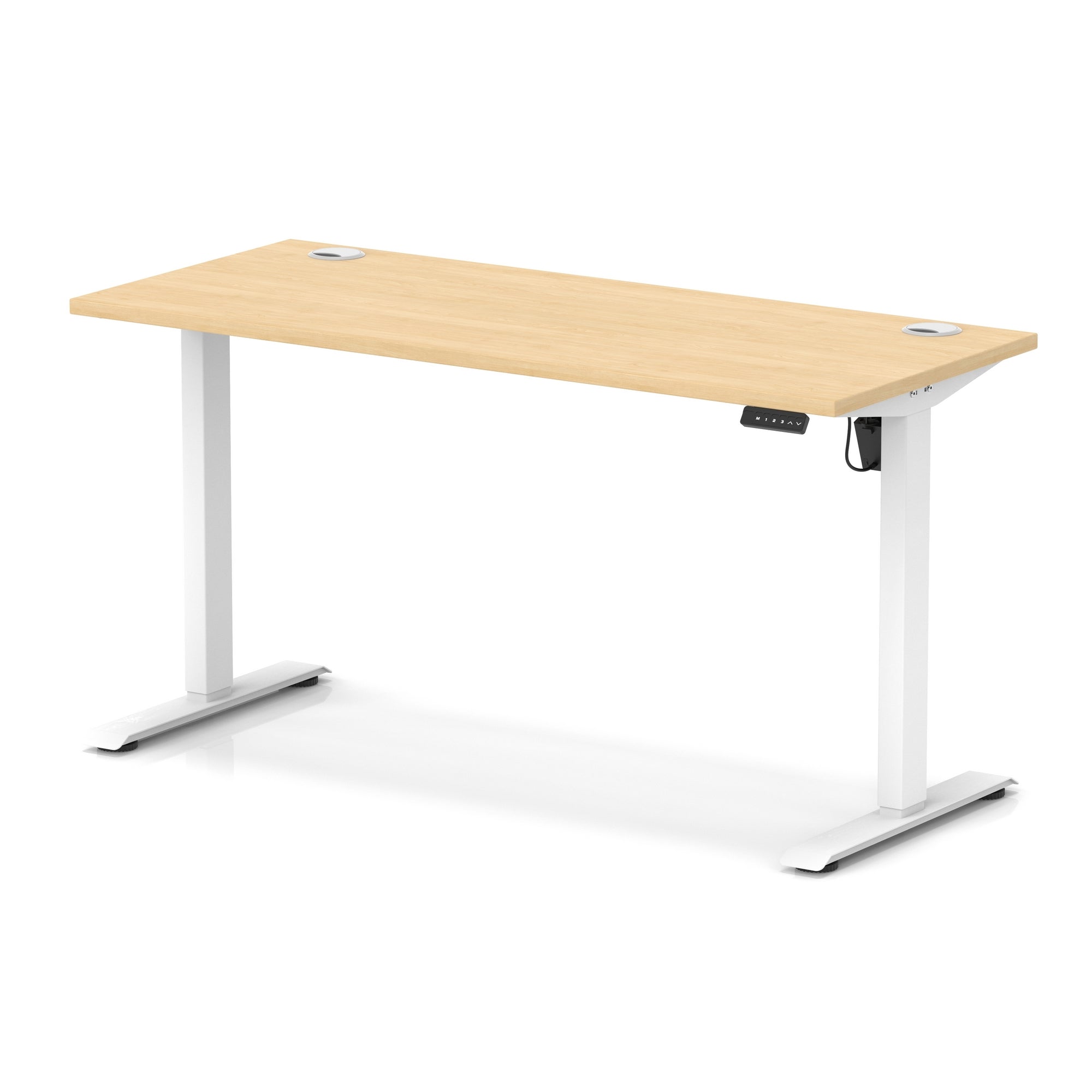 Air Lite Height Adjustable Slimline Desk with Cable Ports, 1000–1600mm, Multiple Top & Leg Colours, Durable MFC, 5 Year Warranty – Office Computer Table