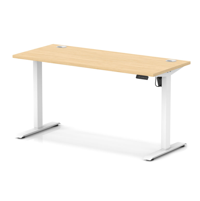 Air Lite Height Adjustable Slimline Desk with Cable Ports, 1000–1600mm, Multiple Top & Leg Colours, Durable MFC, 5 Year Warranty – Office Computer Table