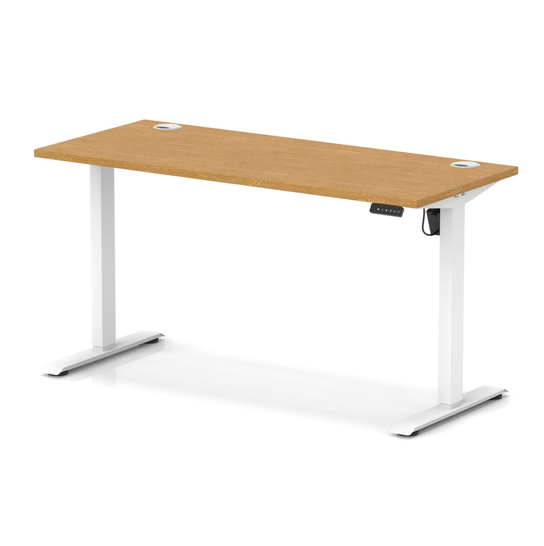 Air Lite Height Adjustable Slimline Desk with Cable Ports, 1000–1600mm, Multiple Top & Leg Colours, Durable MFC, 5 Year Warranty – Office Computer Table