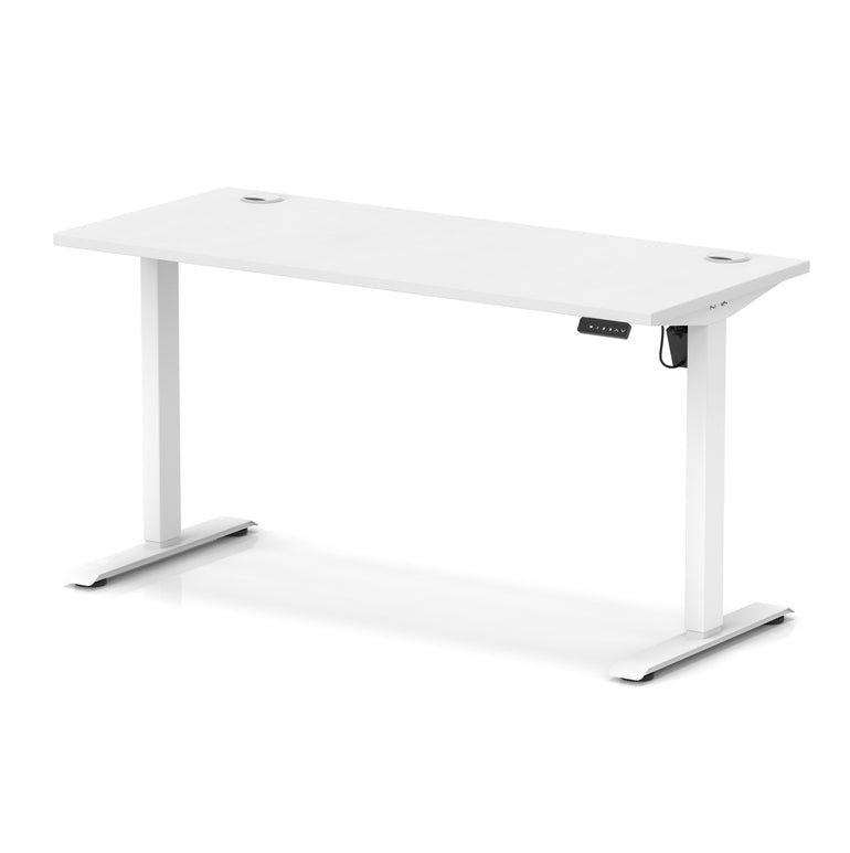 Air Lite Height Adjustable Slimline Desk with Cable Ports, 1000–1600mm, Multiple Top & Leg Colours, Durable MFC, 5 Year Warranty – Office Computer Table