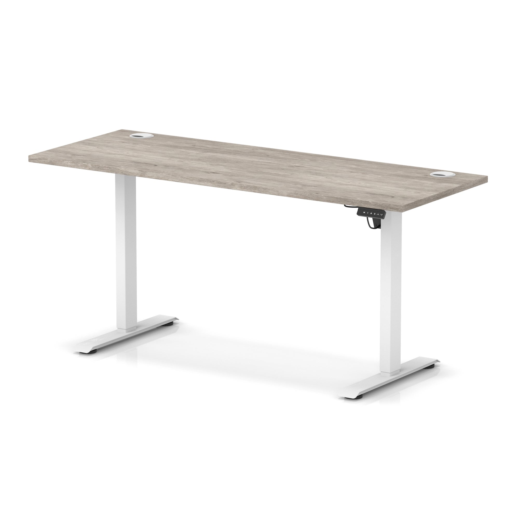 Air Lite Height Adjustable Slimline Desk with Cable Ports, 1000–1600mm, Multiple Top & Leg Colours, Durable MFC, 5 Year Warranty – Office Computer Table
