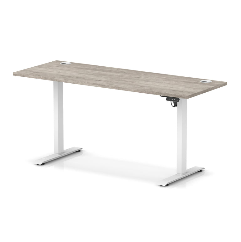 Air Lite Height Adjustable Slimline Desk with Cable Ports, 1000–1600mm, Multiple Top & Leg Colours, Durable MFC, 5 Year Warranty – Office Computer Table