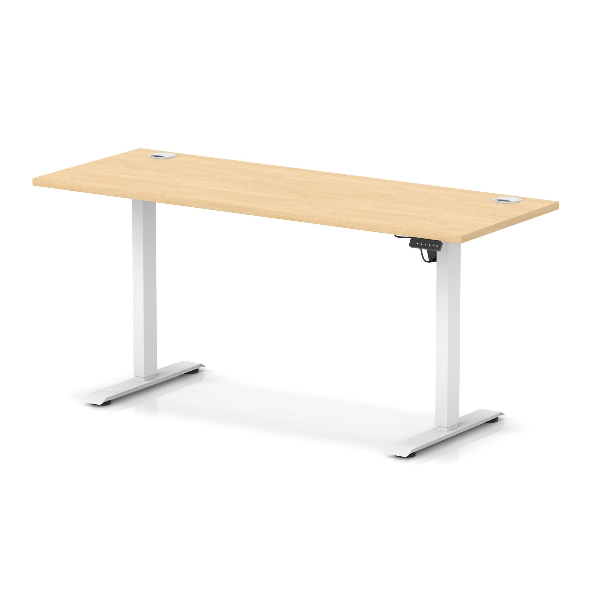 Air Lite Height Adjustable Slimline Desk with Cable Ports, 1000–1600mm, Multiple Top & Leg Colours, Durable MFC, 5 Year Warranty – Office Computer Table