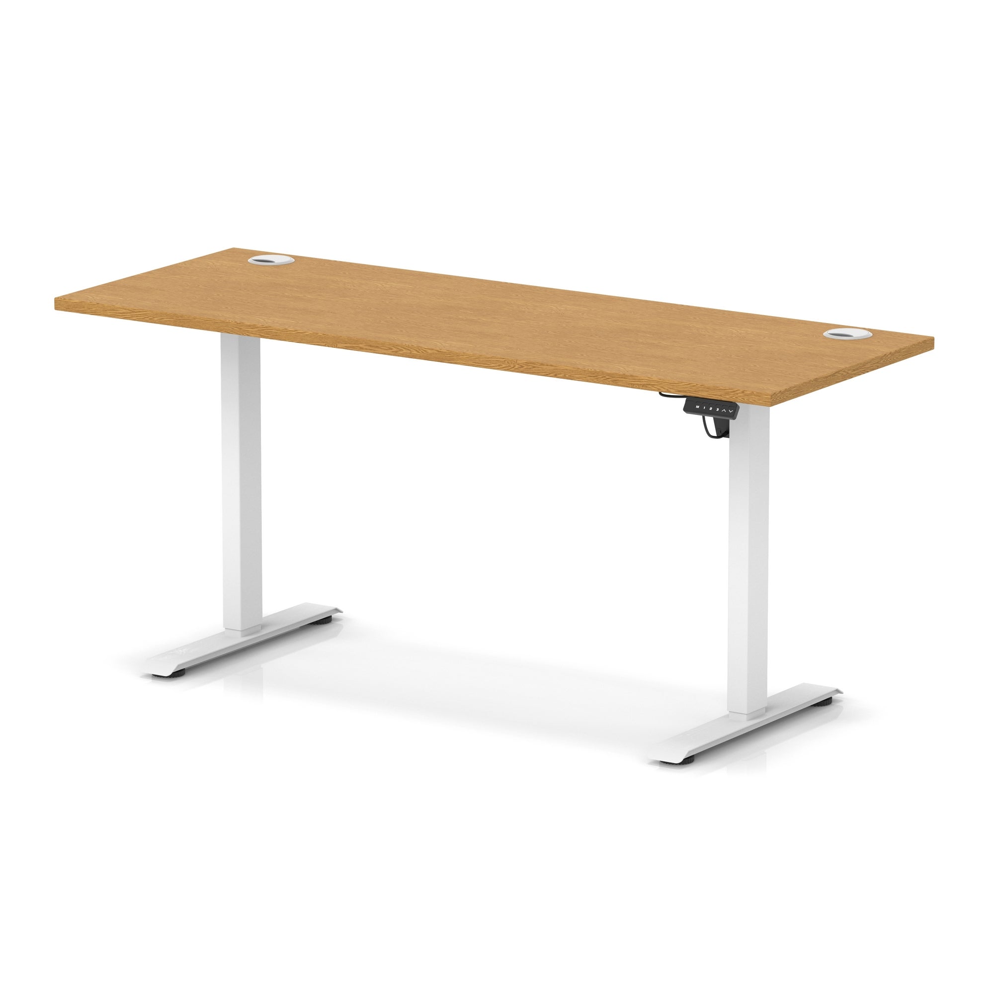 Air Lite Height Adjustable Slimline Desk with Cable Ports, 1000–1600mm, Multiple Top & Leg Colours, Durable MFC, 5 Year Warranty – Office Computer Table