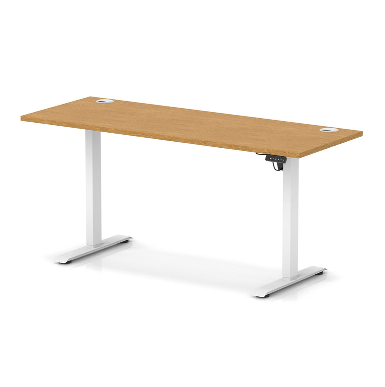 Air Lite Height Adjustable Slimline Desk with Cable Ports, 1000–1600mm, Multiple Top & Leg Colours, Durable MFC, 5 Year Warranty – Office Computer Table