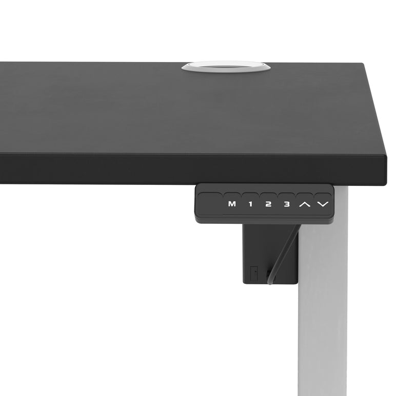 Air Lite Height Adjustable Desk with Cable Ports, 1000–1600mm Widths, Multiple Desktop & Frame Colours, MFC, 5 Year Warranty, Office Computer Workstation