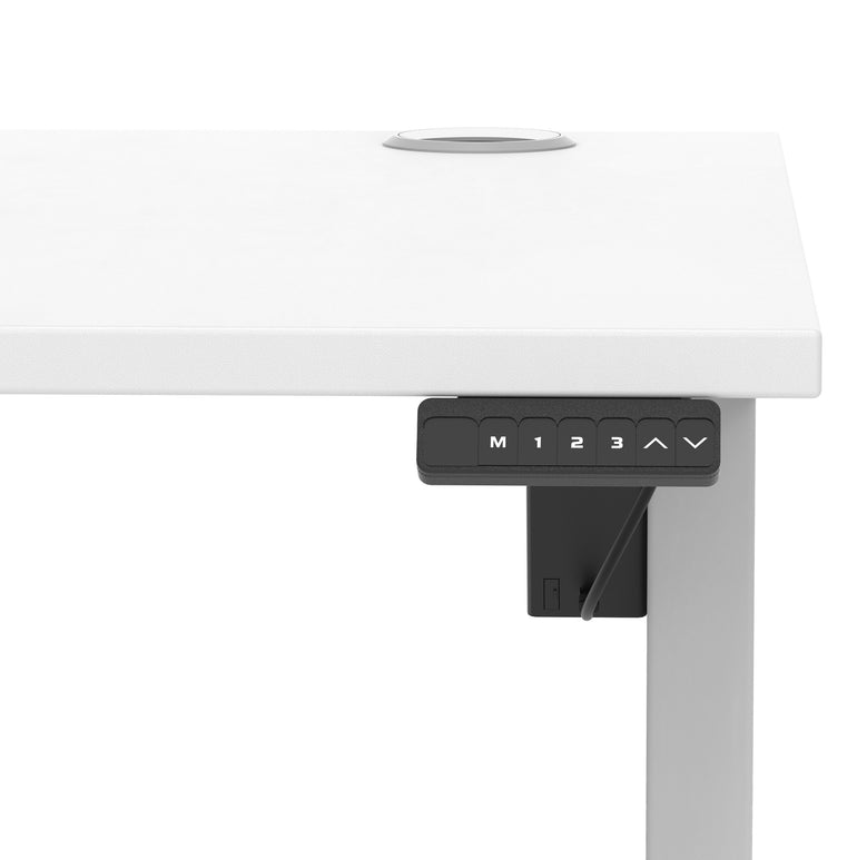 Air Lite Height Adjustable Desk with Cable Ports, 1000–1600mm Widths, Multiple Desktop & Frame Colours, MFC, 5 Year Warranty, Office Computer Workstation