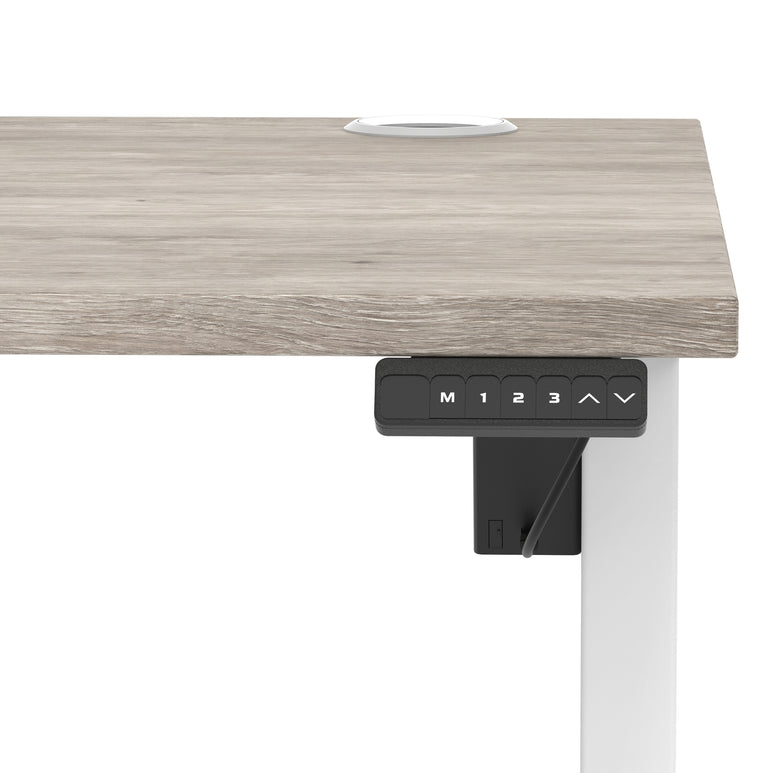 Air Lite Height Adjustable Desk with Cable Ports, 1000–1600mm Widths, Multiple Desktop & Frame Colours, MFC, 5 Year Warranty, Office Computer Workstation