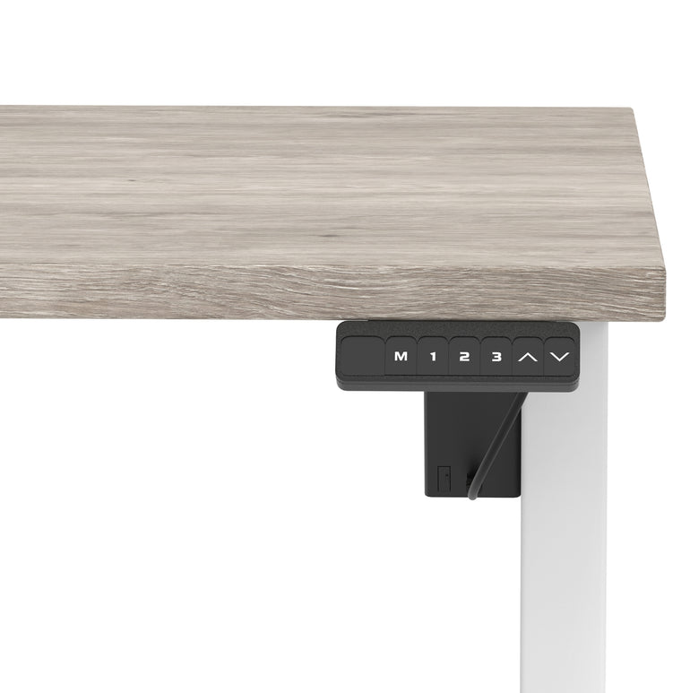 Air Lite Height Adjustable Desk with Scalloped Edge, 1200–1600mm, Multiple Finishes & Frame Colours, MFC, Self Assembly, 5 Year Structural & 2 Year Electrical Warranty