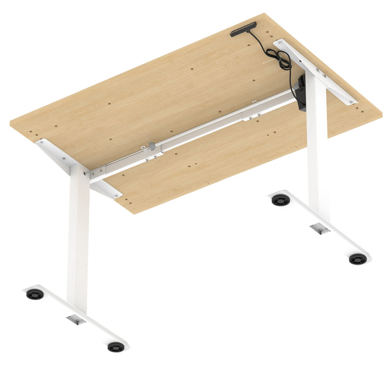 Air Lite Height Adjustable Desk with Scalloped Edge, 1200–1600mm, Multiple Finishes & Frame Colours, MFC, Self Assembly, 5 Year Structural & 2 Year Electrical Warranty