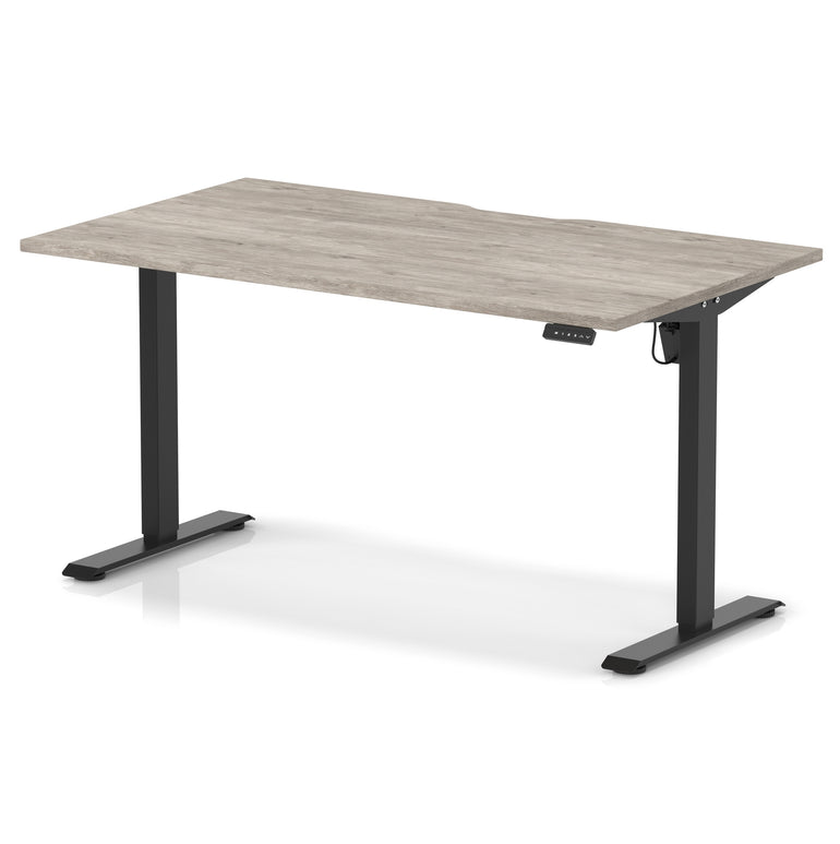 Air Lite Height Adjustable Desk with Scalloped Edge, 1200–1600mm, Multiple Finishes & Frame Colours, MFC, Self Assembly, 5 Year Structural & 2 Year Electrical Warranty
