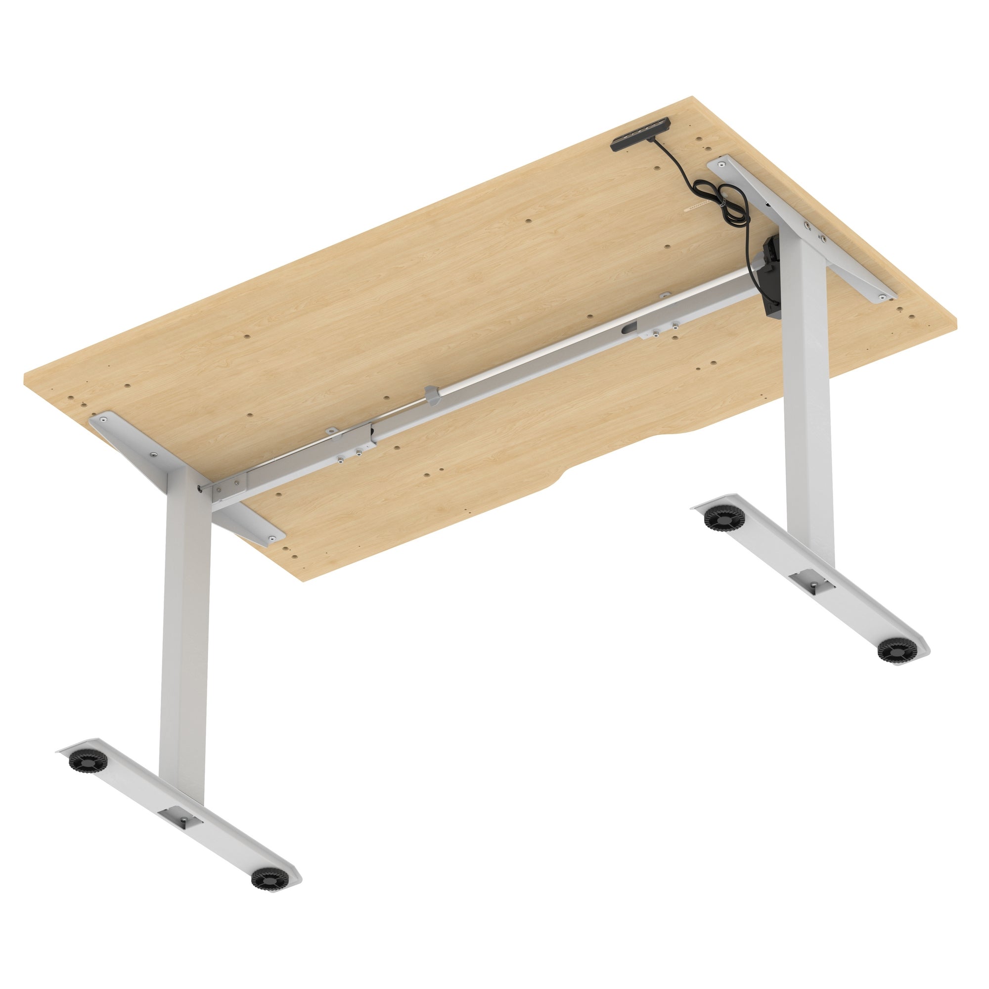 Air Lite Height Adjustable Desk with Scalloped Edge, 1200–1600mm, Multiple Finishes & Frame Colours, MFC, Self Assembly, 5 Year Structural & 2 Year Electrical Warranty