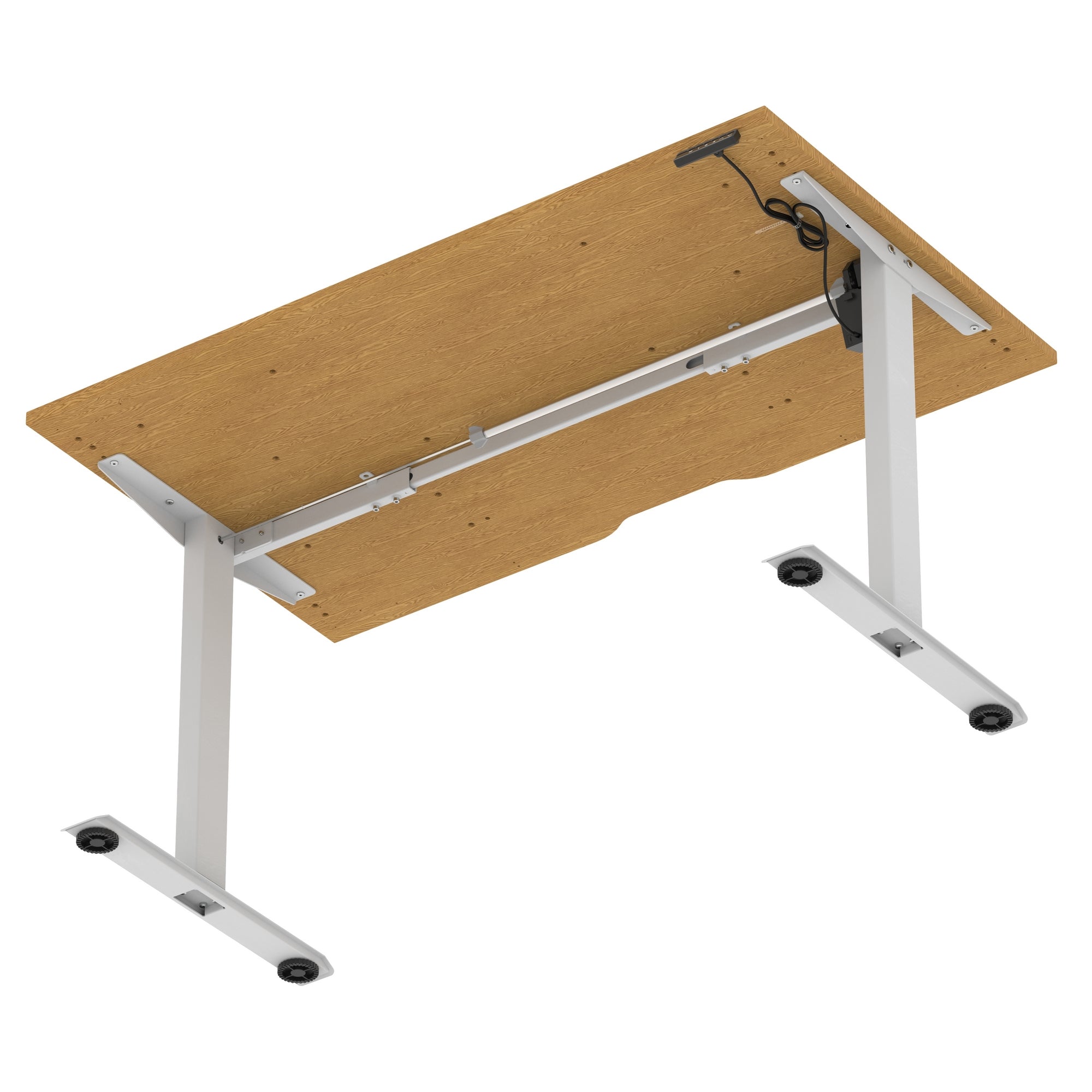 Air Lite Height Adjustable Desk with Scalloped Edge, 1200–1600mm, Multiple Finishes & Frame Colours, MFC, Self Assembly, 5 Year Structural & 2 Year Electrical Warranty