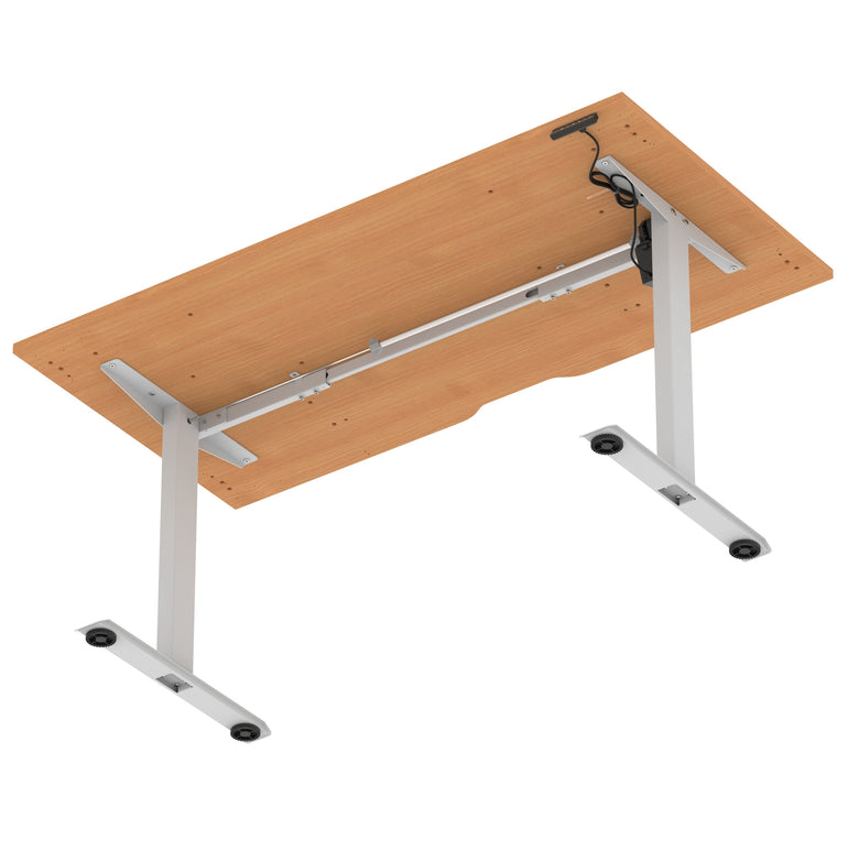 Air Lite Height Adjustable Desk with Scalloped Edge, 1200–1600mm, Multiple Finishes & Frame Colours, MFC, Self Assembly, 5 Year Structural & 2 Year Electrical Warranty