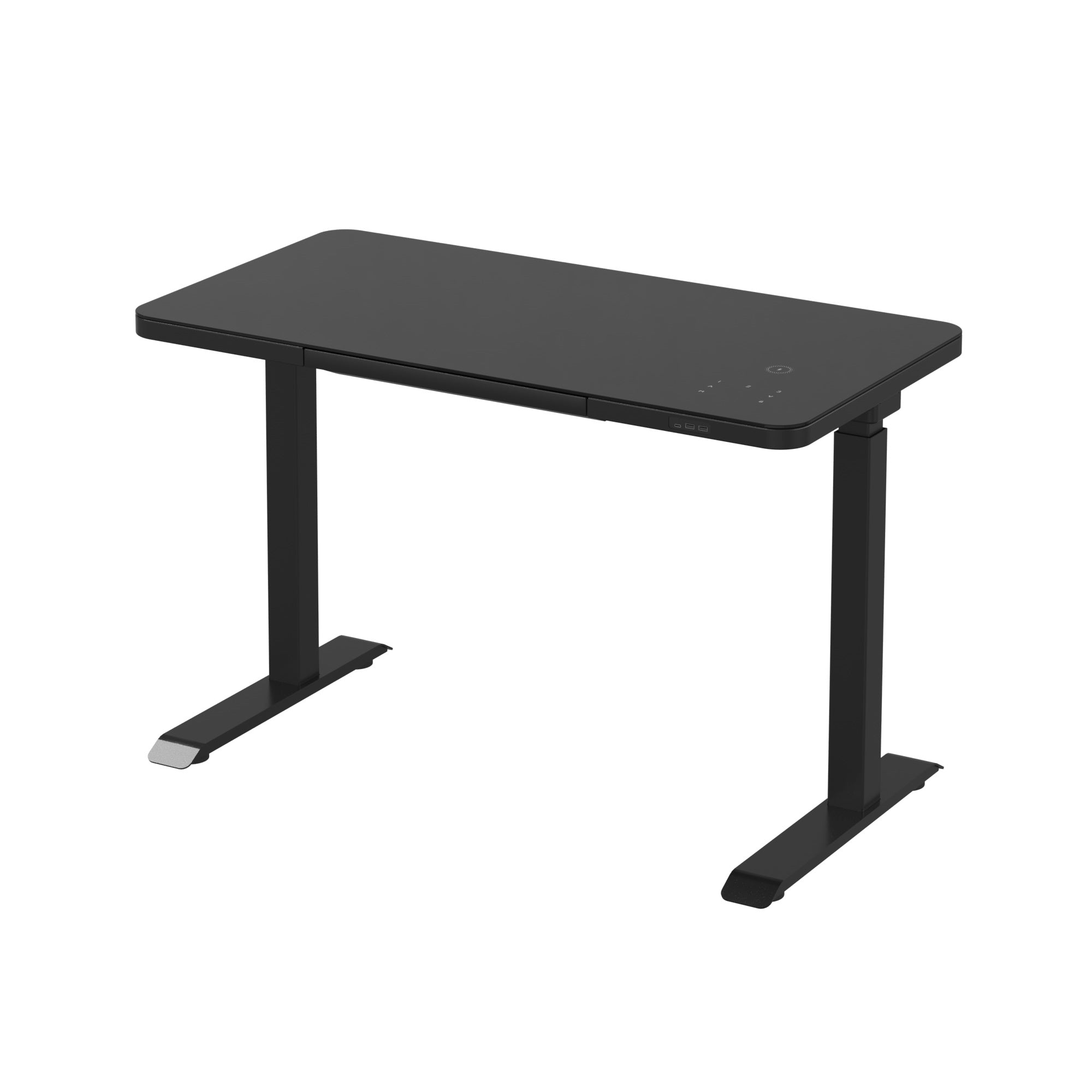 UltraFlex Black Smart Electric Height Adjustable Desk with Black Glass Top with Wireless Charging