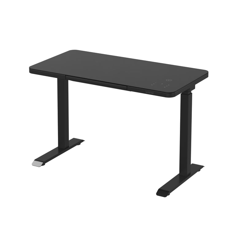 UltraFlex Black Smart Electric Height Adjustable Desk with Black Glass Top with Wireless Charging