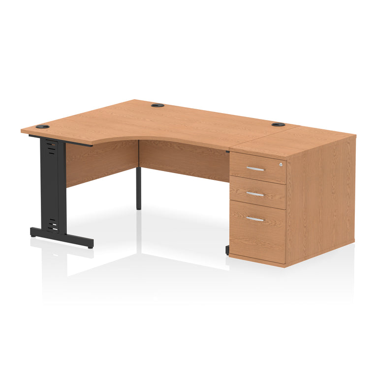 Impulse 1400mm Left Crescent Cable Managed Desk – Multiple Colours & Leg Options, MFC, Self-Assembly, 5 Year Warranty – Office Workstation