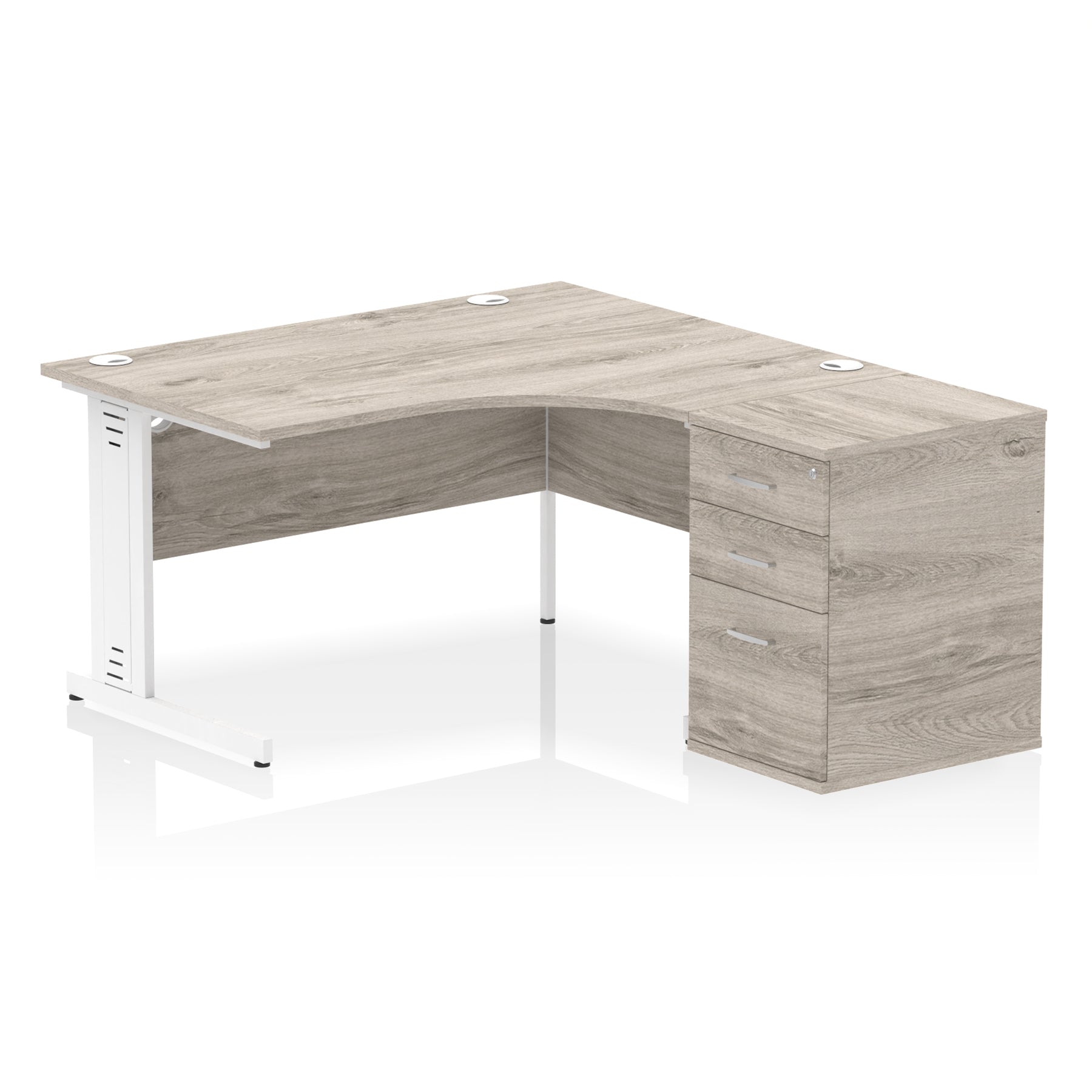 Impulse 1400mm Right Crescent Cable Managed Desk – Multiple Desktop & Leg Colours, MFC, 600/800 Pedestal Options, Self-Assembly, 5 Year Warranty – Office Workstation