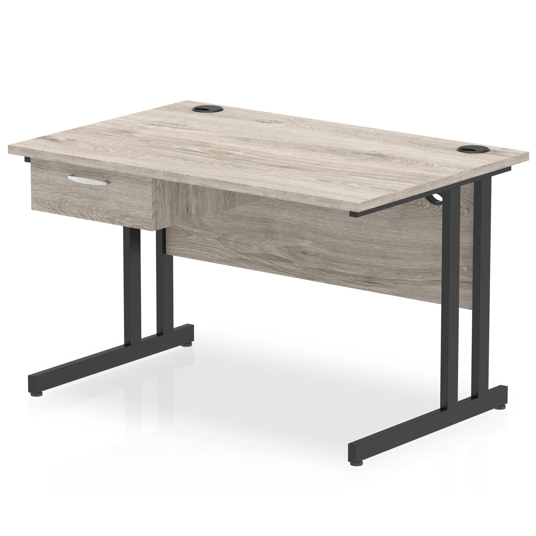 Impulse Cantilever Straight Desk with Black Frame & Single Drawer Pedestal, 1200–1800mm Width, Multiple Colours, MFC, Self Assembly, 10 Year Warranty