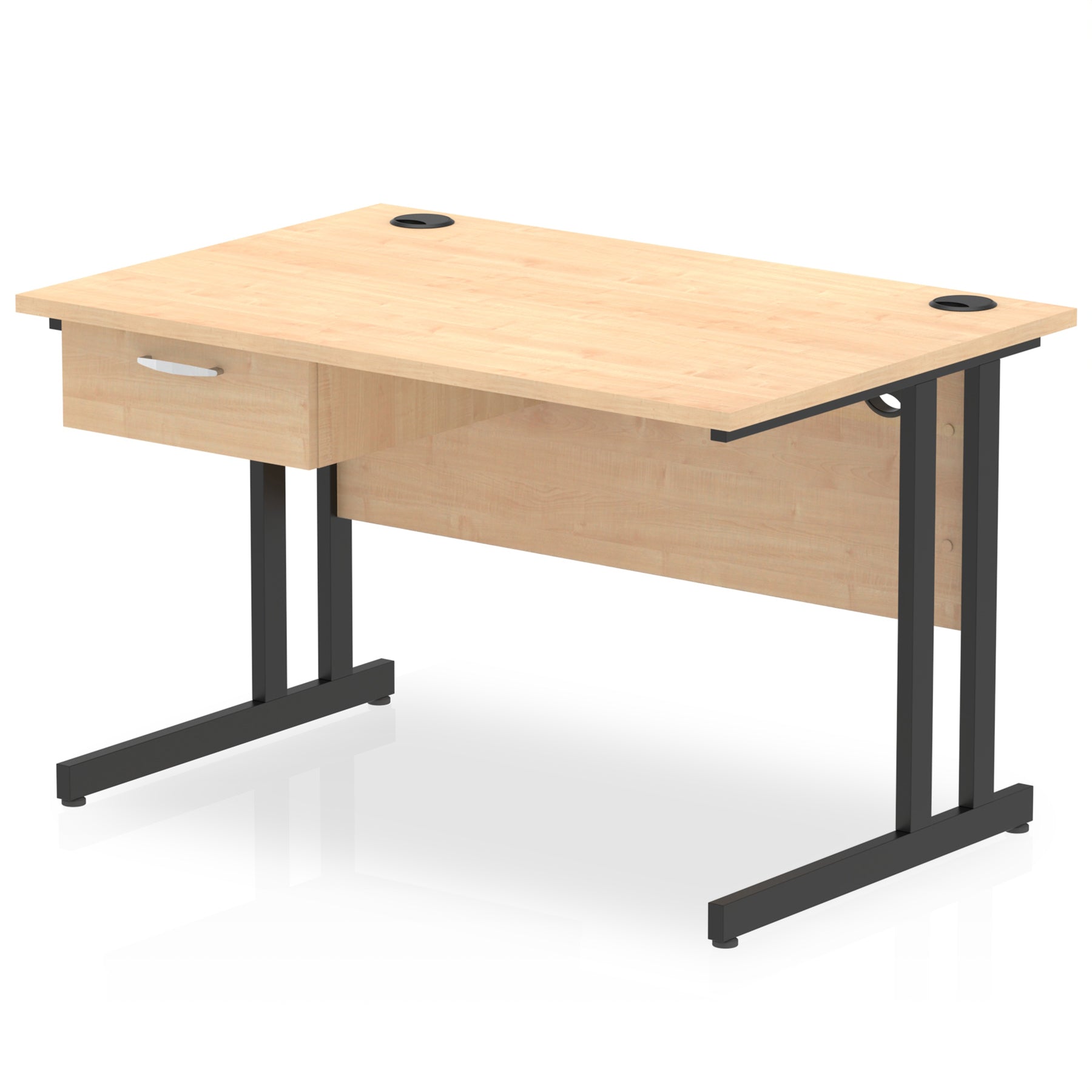 Impulse Cantilever Straight Desk with Black Frame & Single Drawer Pedestal, 1200–1800mm Width, Multiple Colours, MFC, Self Assembly, 10 Year Warranty