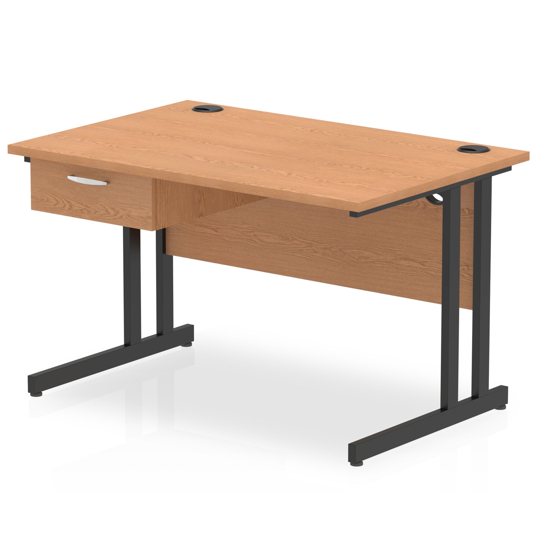 Impulse Cantilever Straight Desk with Black Frame & Single Drawer Pedestal, 1200–1800mm Width, Multiple Colours, MFC, Self Assembly, 10 Year Warranty