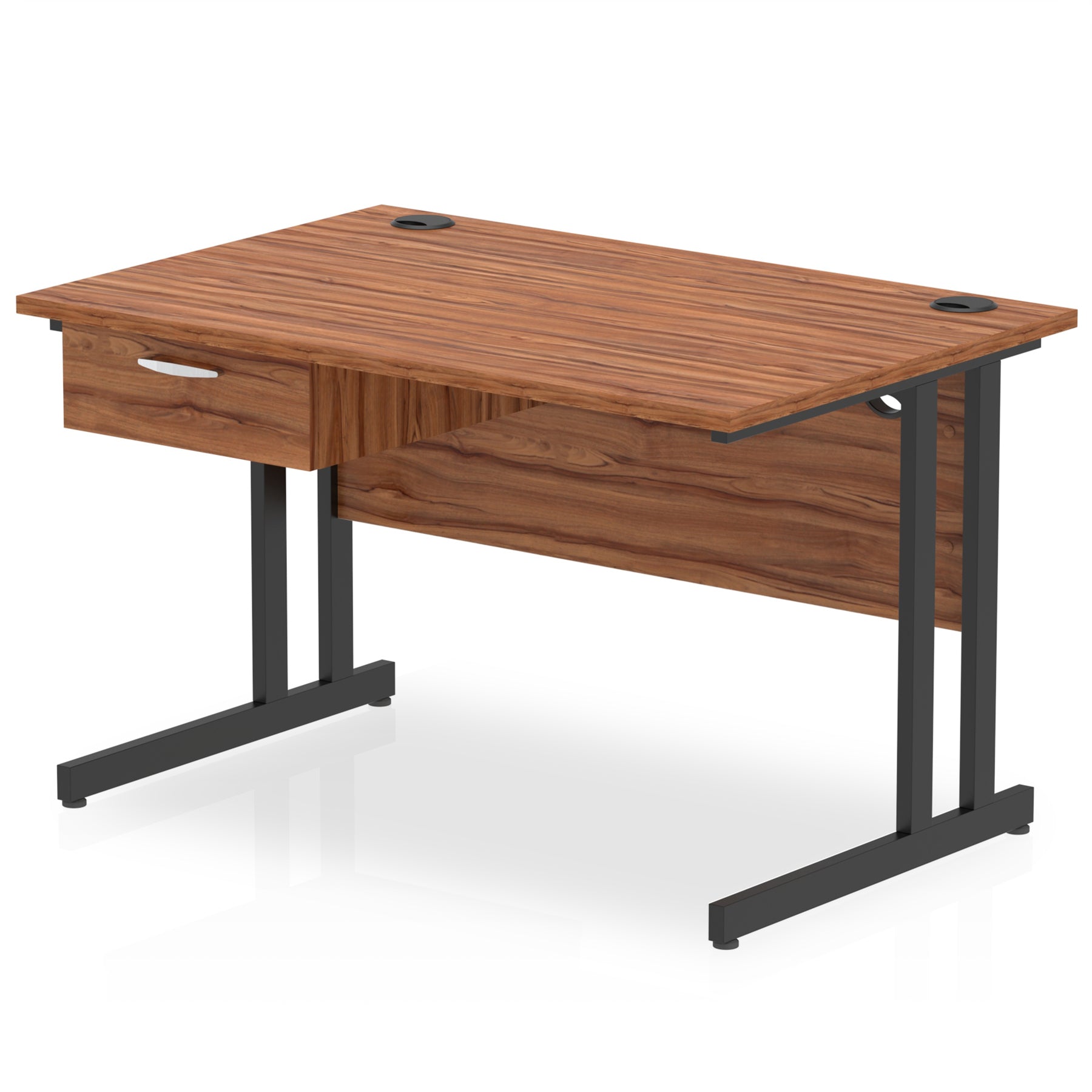 Impulse Cantilever Straight Desk with Black Frame & Single Drawer Pedestal, 1200–1800mm Width, Multiple Colours, MFC, Self Assembly, 10 Year Warranty