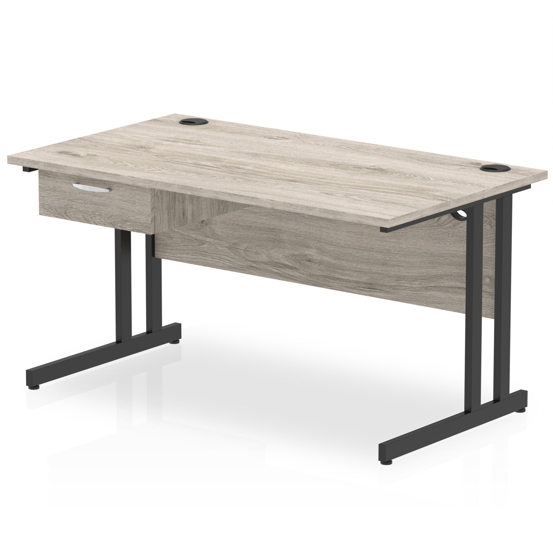 Impulse Cantilever Straight Desk with Black Frame & Single Drawer Pedestal, 1200–1800mm Width, Multiple Colours, MFC, Self Assembly, 10 Year Warranty