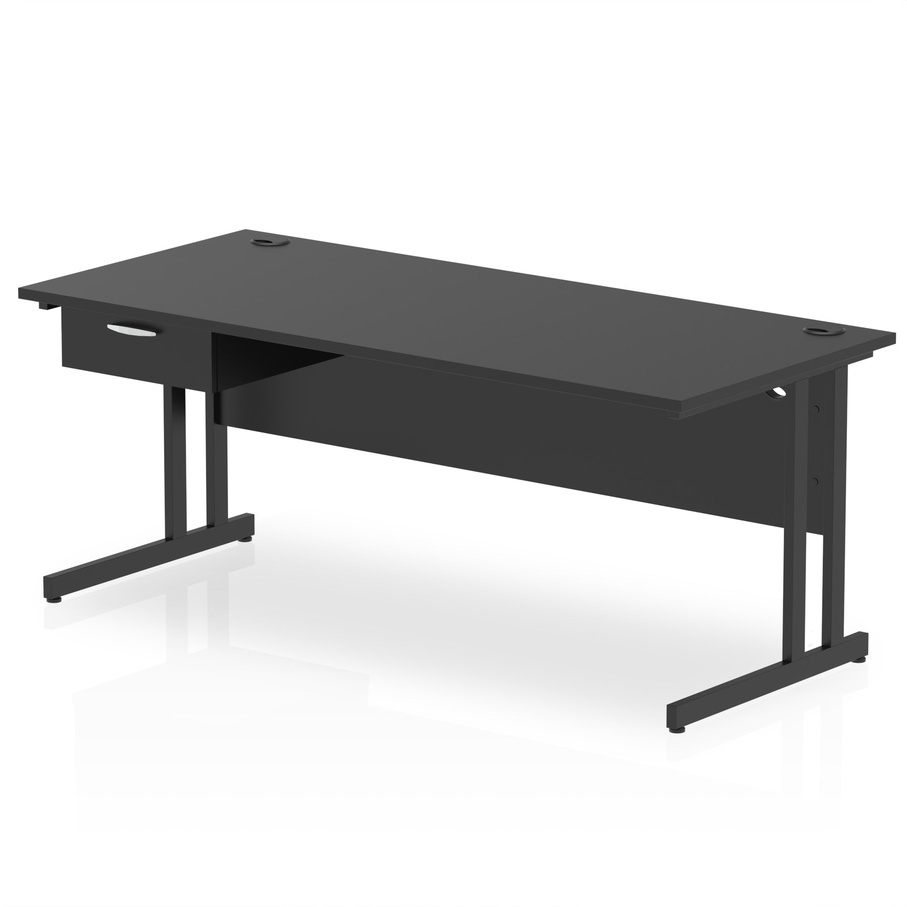 Impulse Cantilever Straight Desk with Black Frame & Single Drawer Pedestal, 1200–1800mm Width, Multiple Colours, MFC, Self Assembly, 10 Year Warranty
