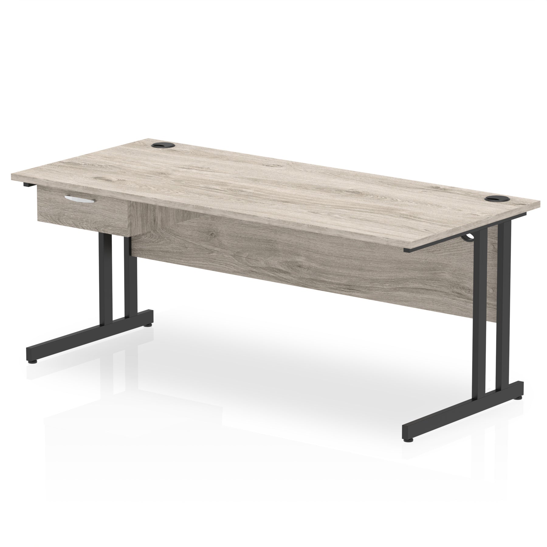 Impulse Cantilever Straight Desk with Black Frame & Single Drawer Pedestal, 1200–1800mm Width, Multiple Colours, MFC, Self Assembly, 10 Year Warranty