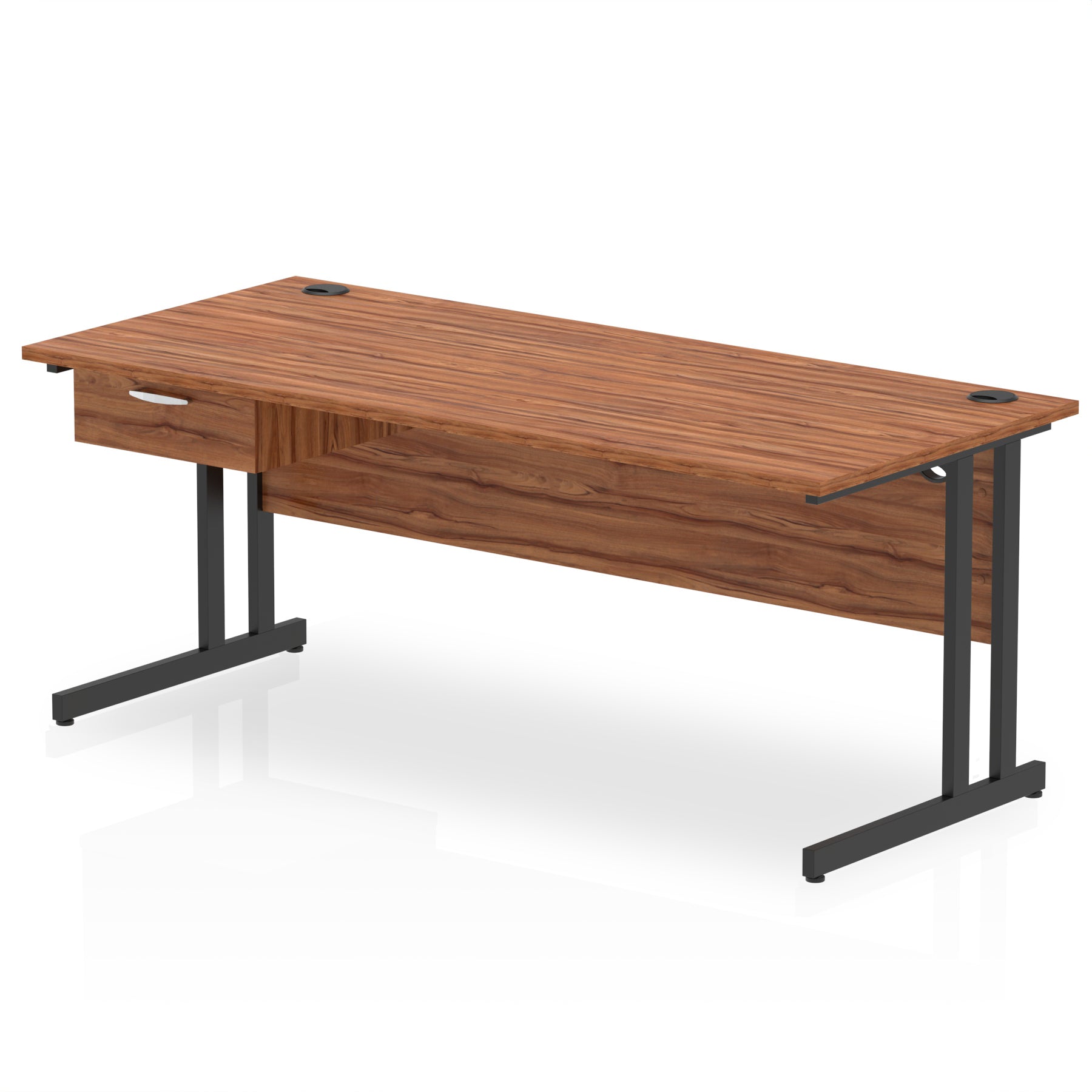 Impulse Cantilever Straight Desk with Black Frame & Single Drawer Pedestal, 1200–1800mm Width, Multiple Colours, MFC, Self Assembly, 10 Year Warranty