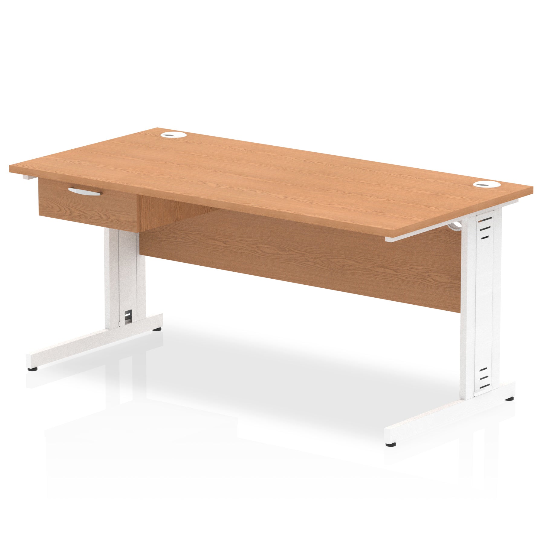 Impulse Cable Managed Straight Desk, White Frame, Single Drawer Pedestal, 1200–1800mm, Multiple Colours, MFC, Self Assembly, 10 Year Warranty