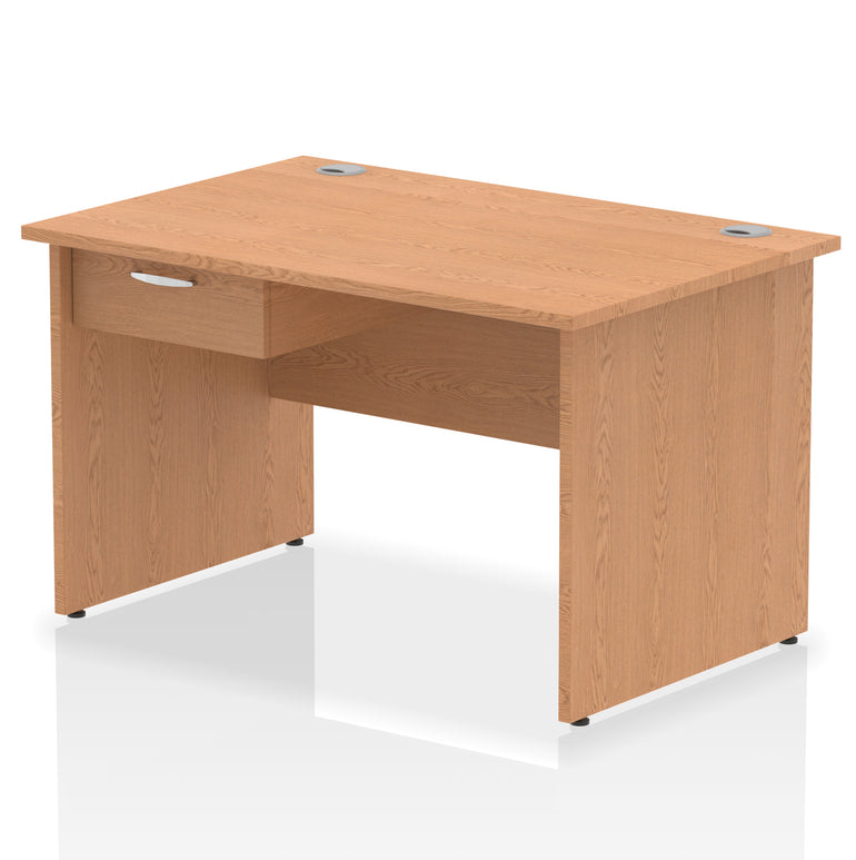 Impulse Panel End Straight Desk with 1 Drawer Pedestal, Multiple Colours, Widths 1200–1800mm, Durable MFC, Panel End Frame, 10 Year Warranty, Self-Assembly