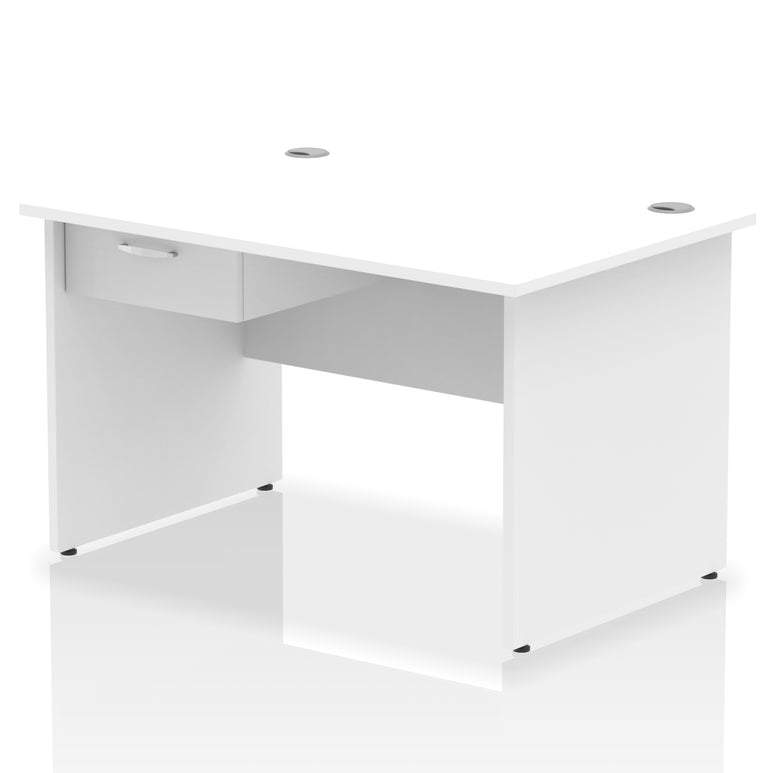 Impulse Panel End Straight Desk with 1 Drawer Pedestal, Multiple Colours, Widths 1200–1800mm, Durable MFC, Panel End Frame, 10 Year Warranty, Self-Assembly