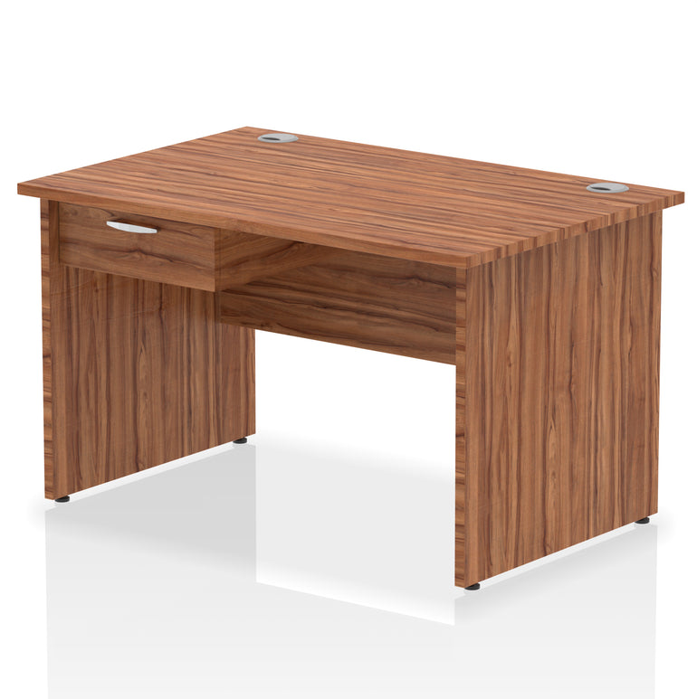 Impulse Panel End Straight Desk with 1 Drawer Pedestal, Multiple Colours, Widths 1200–1800mm, Durable MFC, Panel End Frame, 10 Year Warranty, Self-Assembly