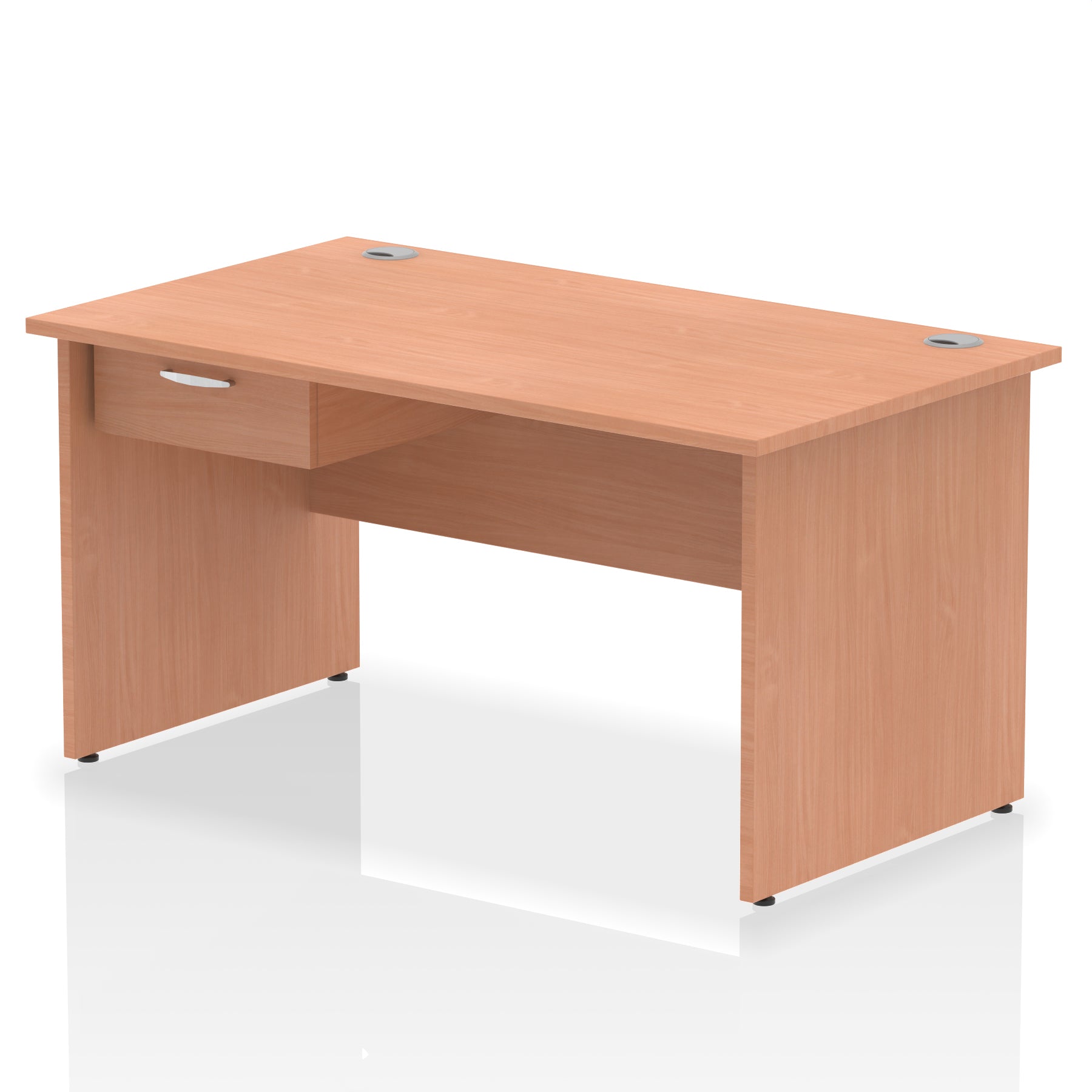 Impulse Panel End Straight Desk with 1 Drawer Pedestal, Multiple Colours, Widths 1200–1800mm, Durable MFC, Panel End Frame, 10 Year Warranty, Self-Assembly