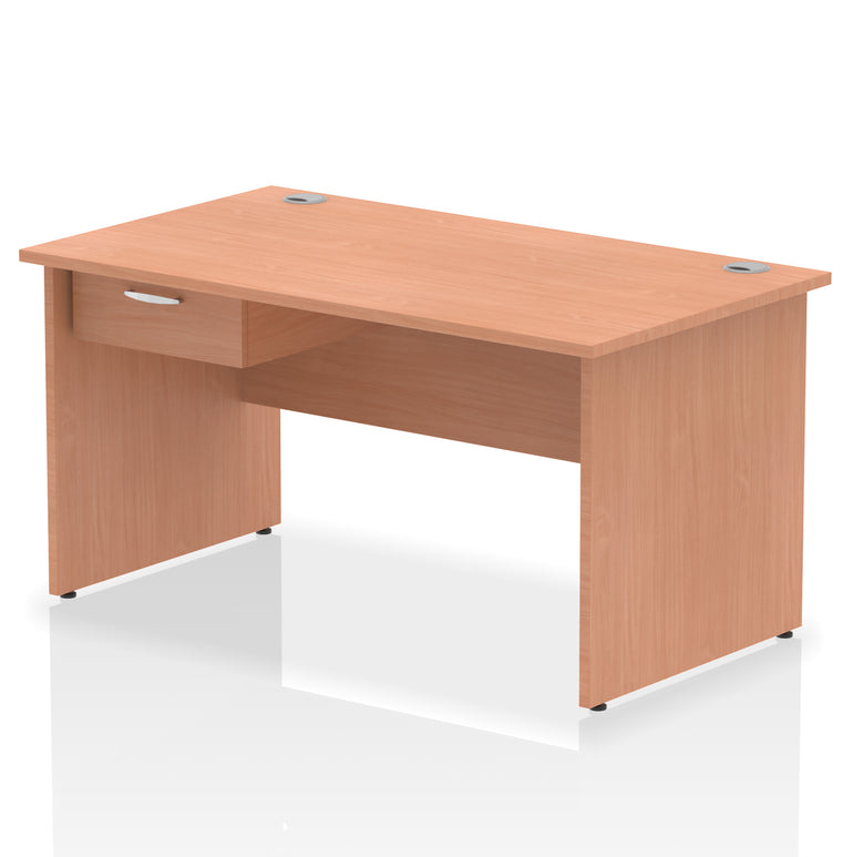 Impulse Panel End Straight Desk with 1 Drawer Pedestal, Multiple Colours, Widths 1200–1800mm, Durable MFC, Panel End Frame, 10 Year Warranty, Self-Assembly